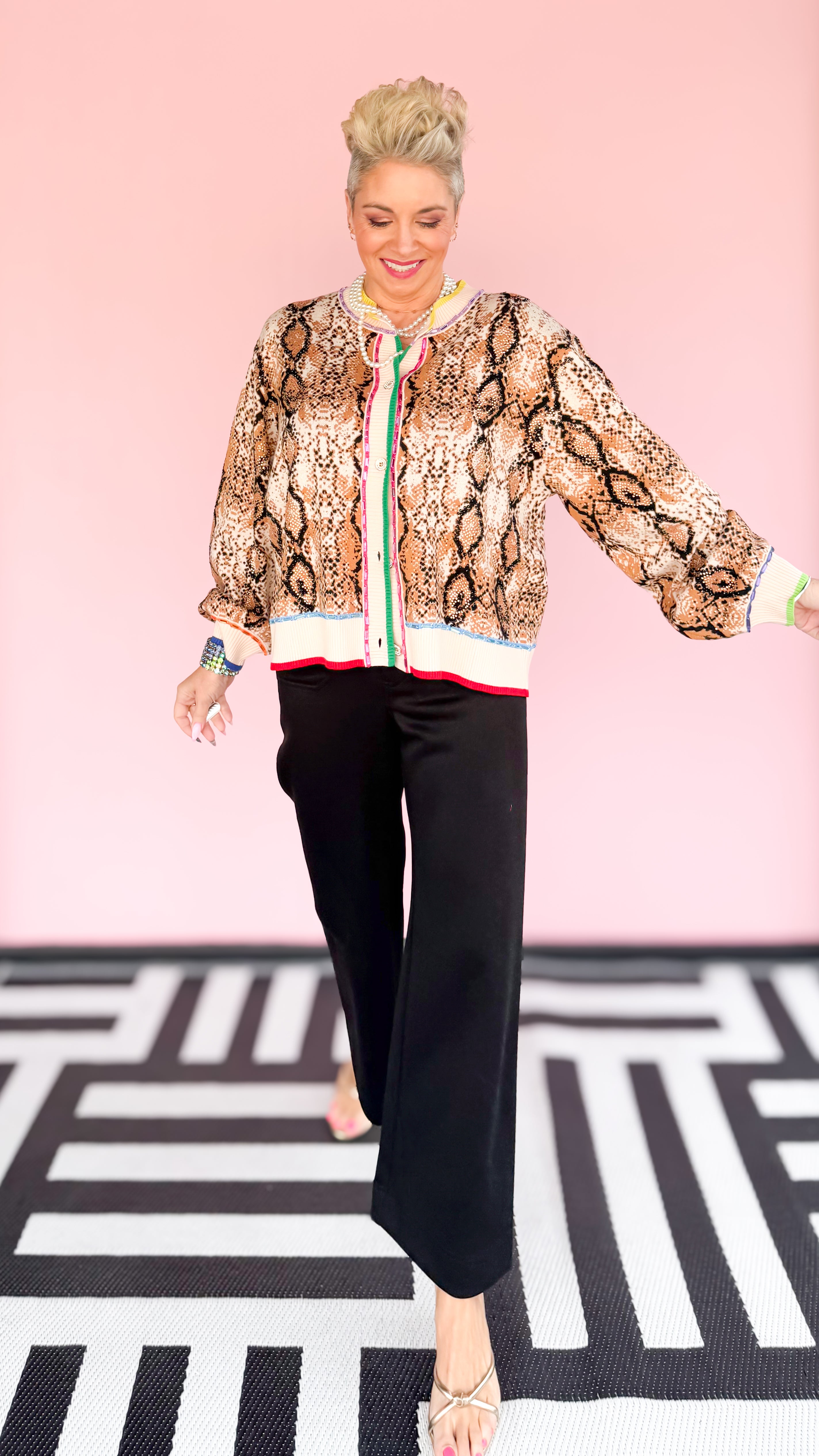 Snake Rainbow Trim Cardigan