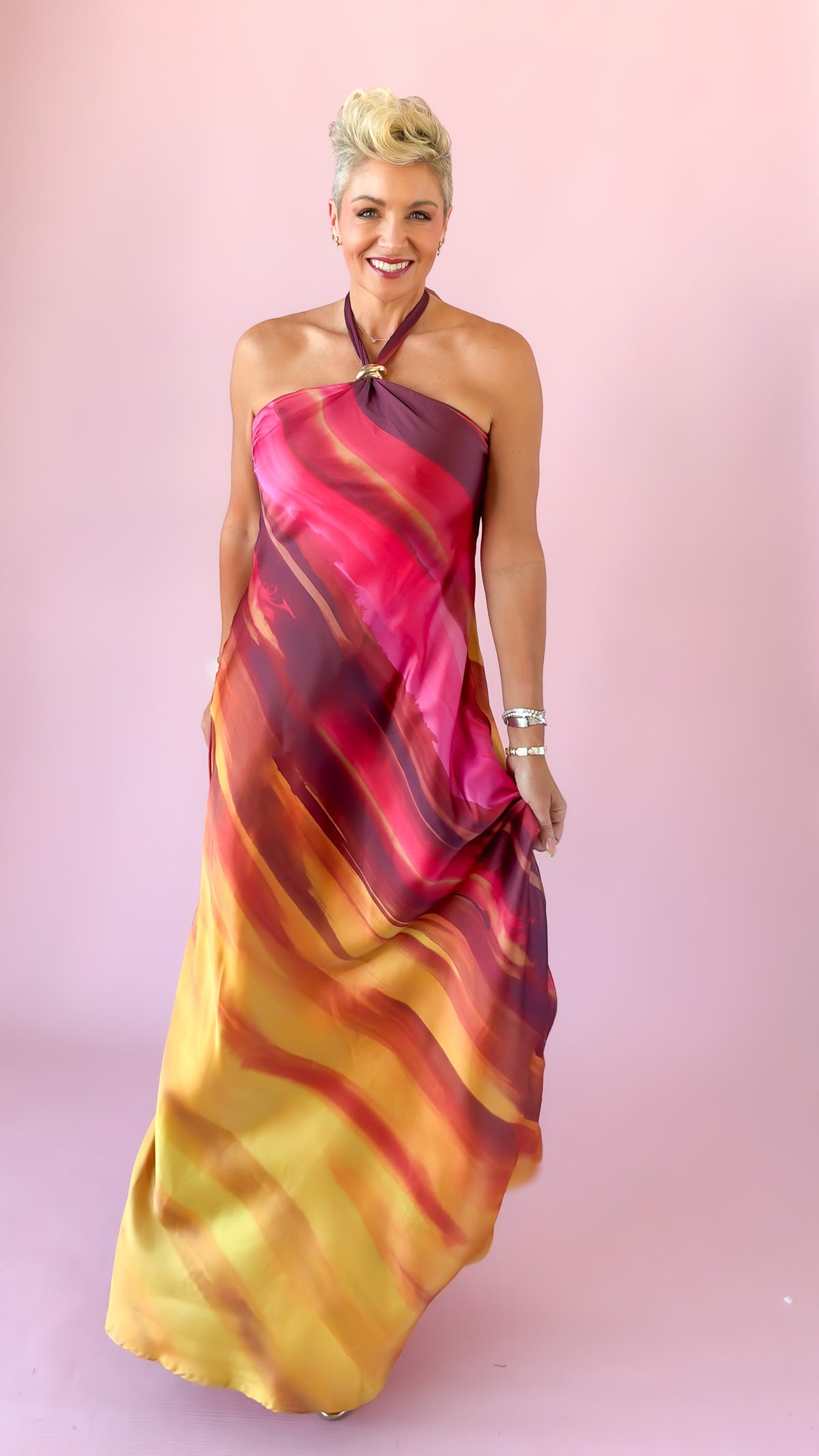 Halter Midi Dress/Sunset