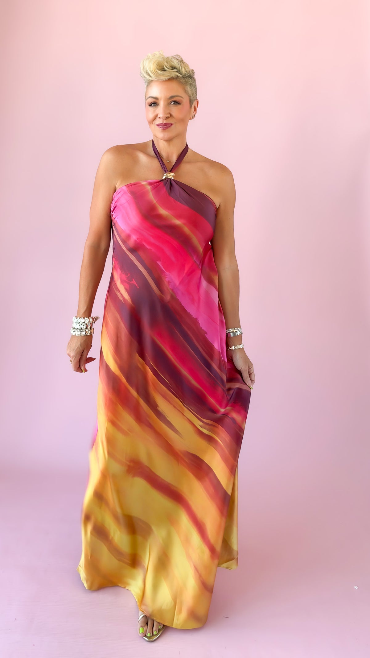 Halter Midi Dress/Sunset