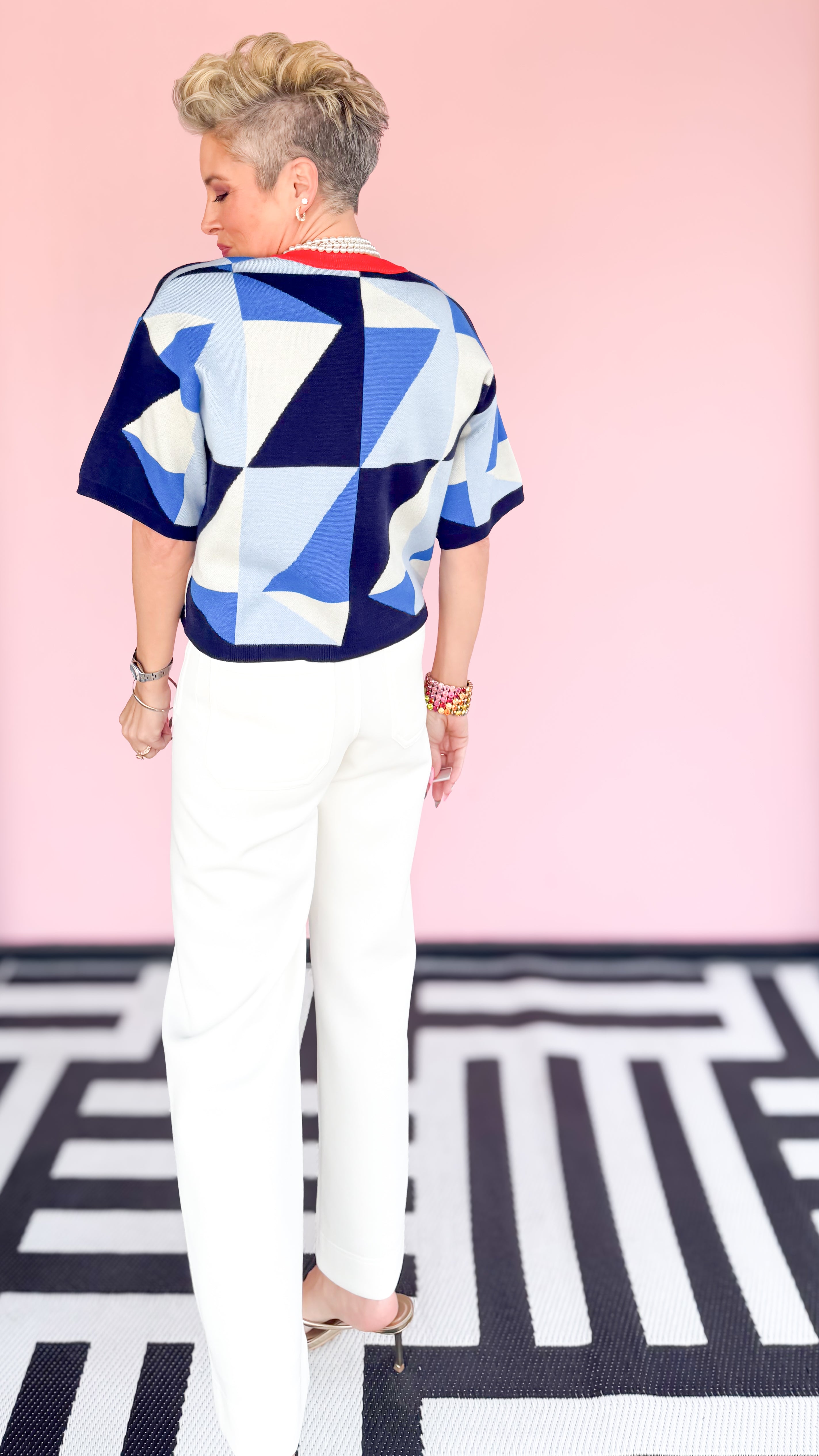 Shades of Blue Geometric SleevelessTop