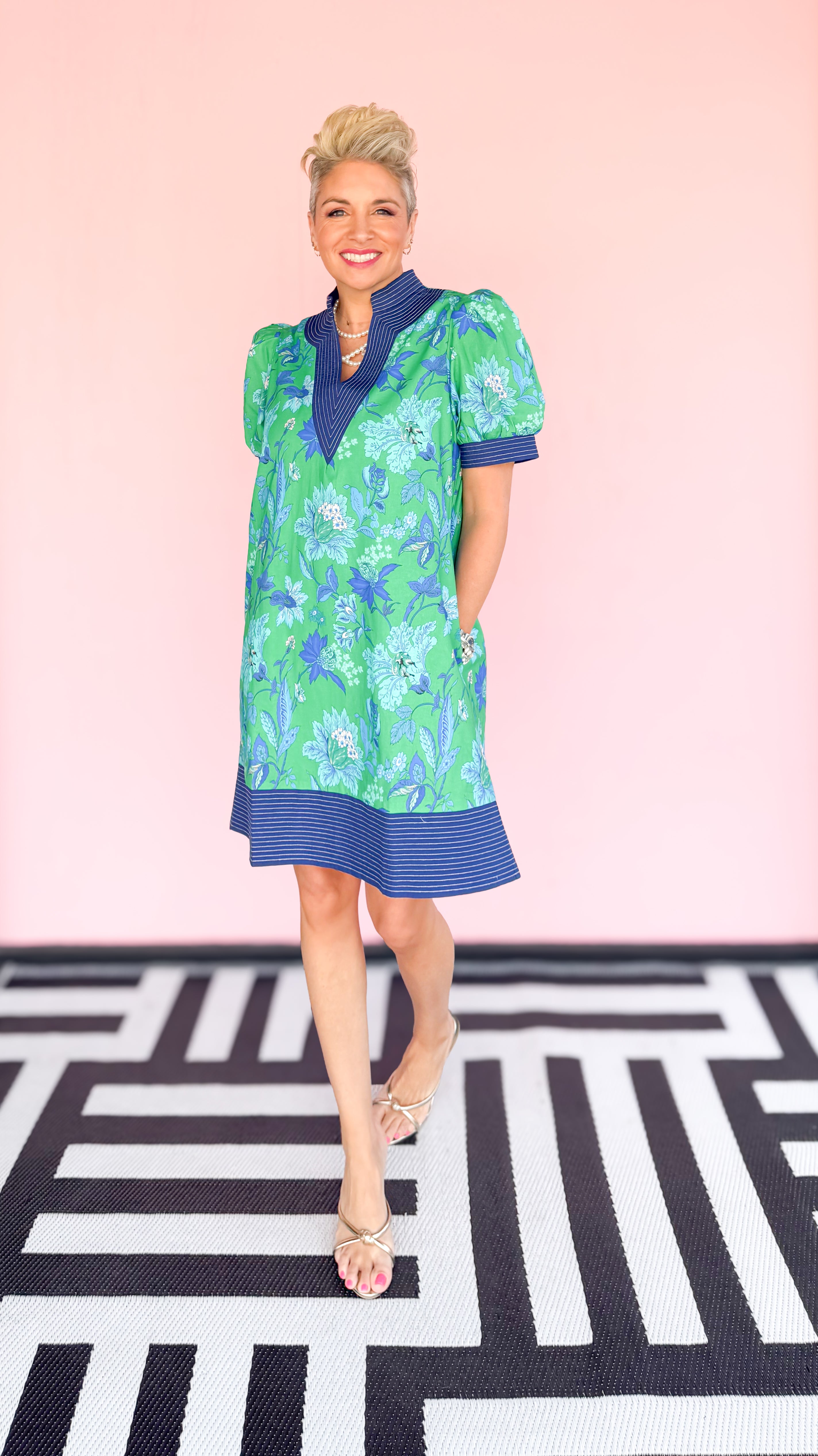 Ashley Short Floral Dress/Green