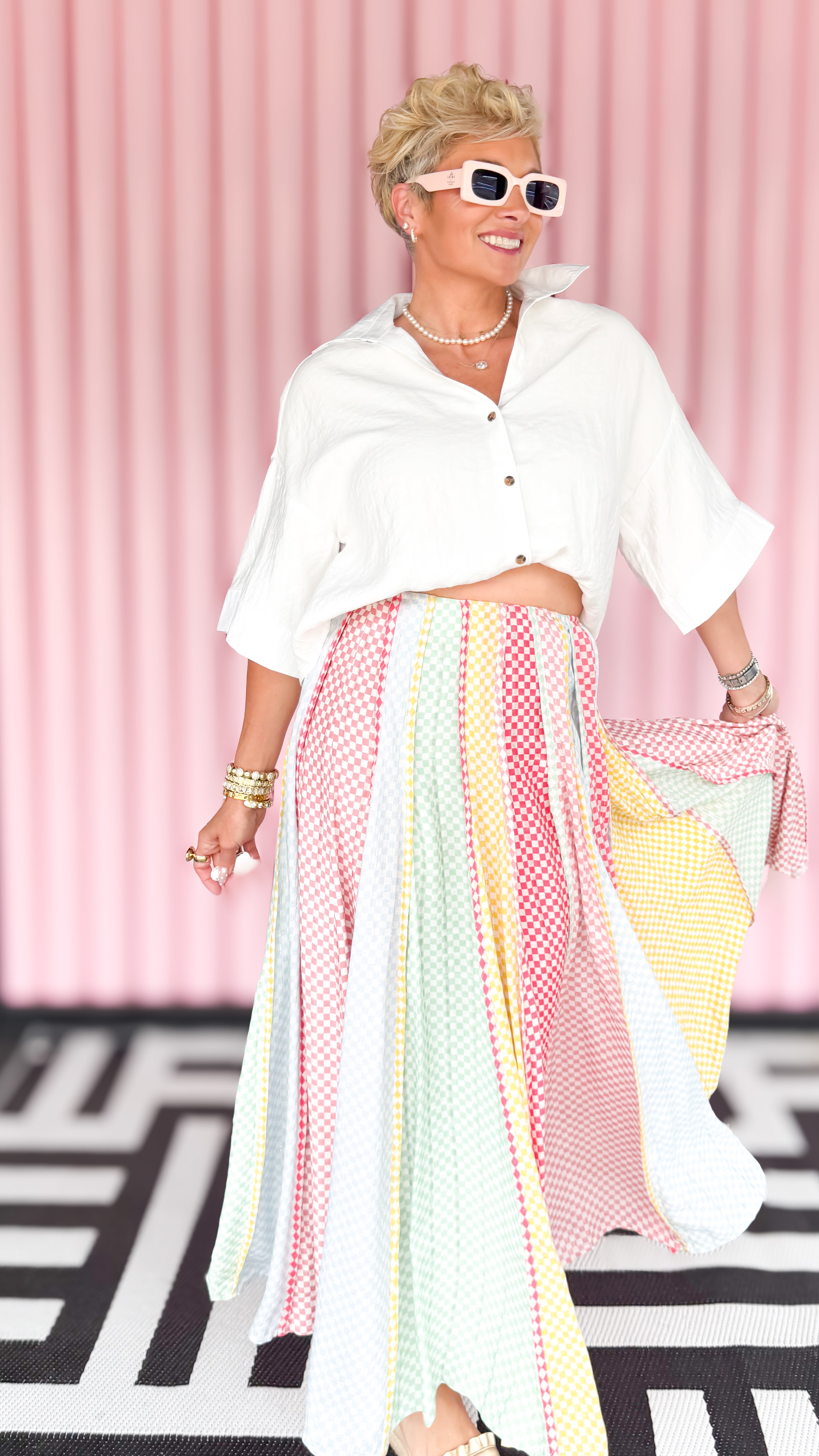 Fabiola Skirt w/Multi Checks