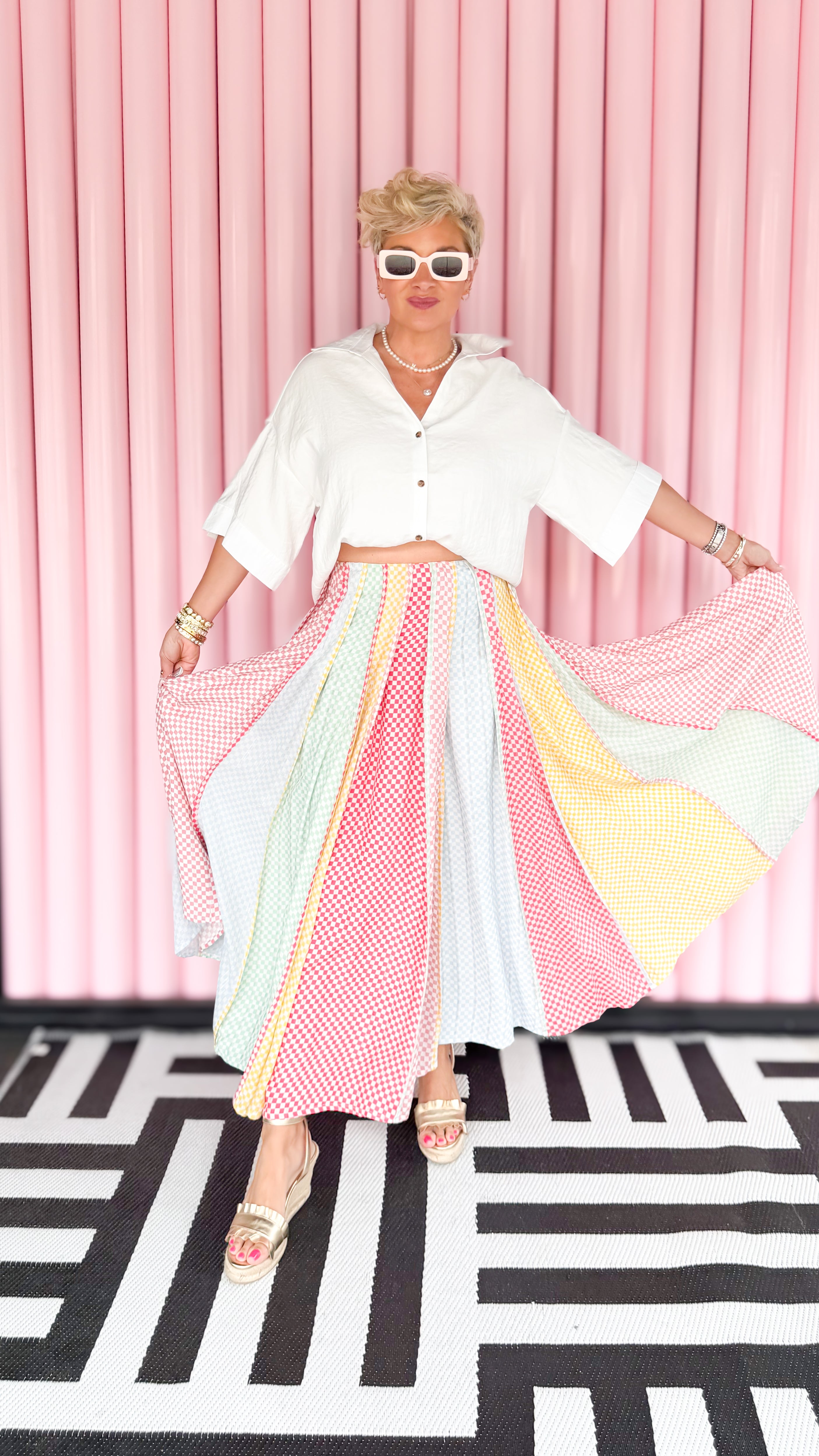 Fabiola Skirt w/Multi Checks
