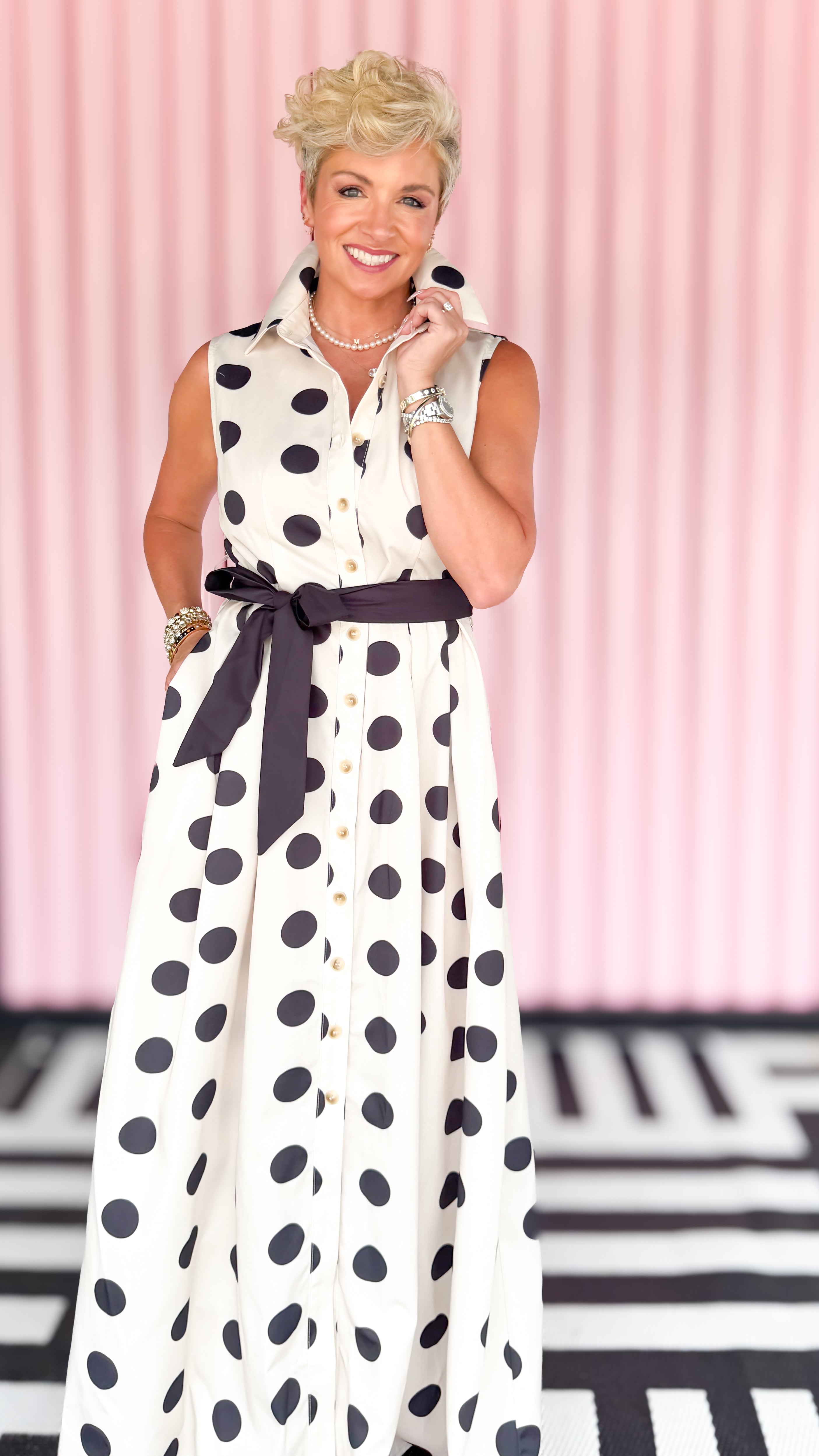 Polka Dot Belted Shirt Dress