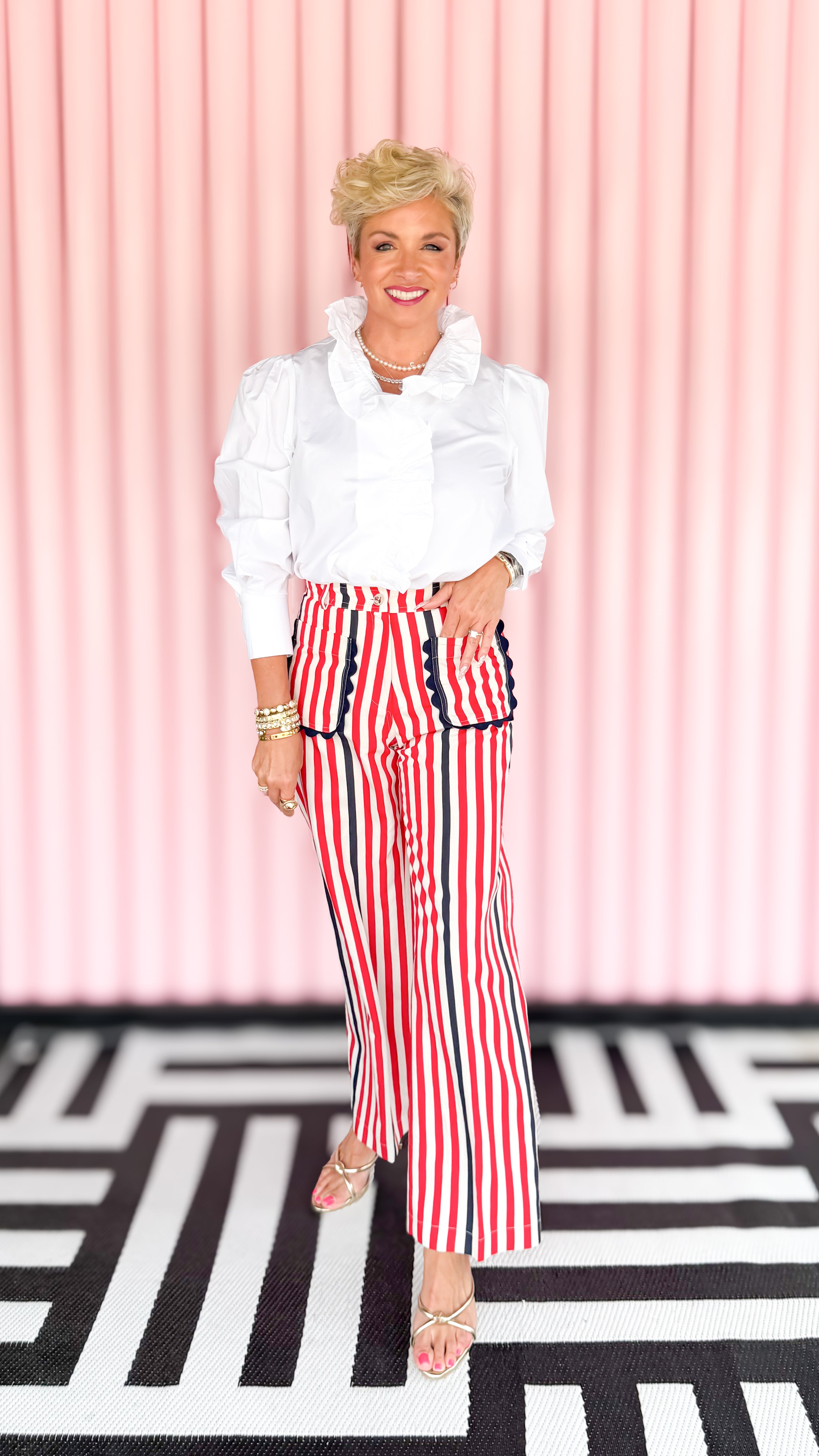 Wide Leg Striped Sailor Pants