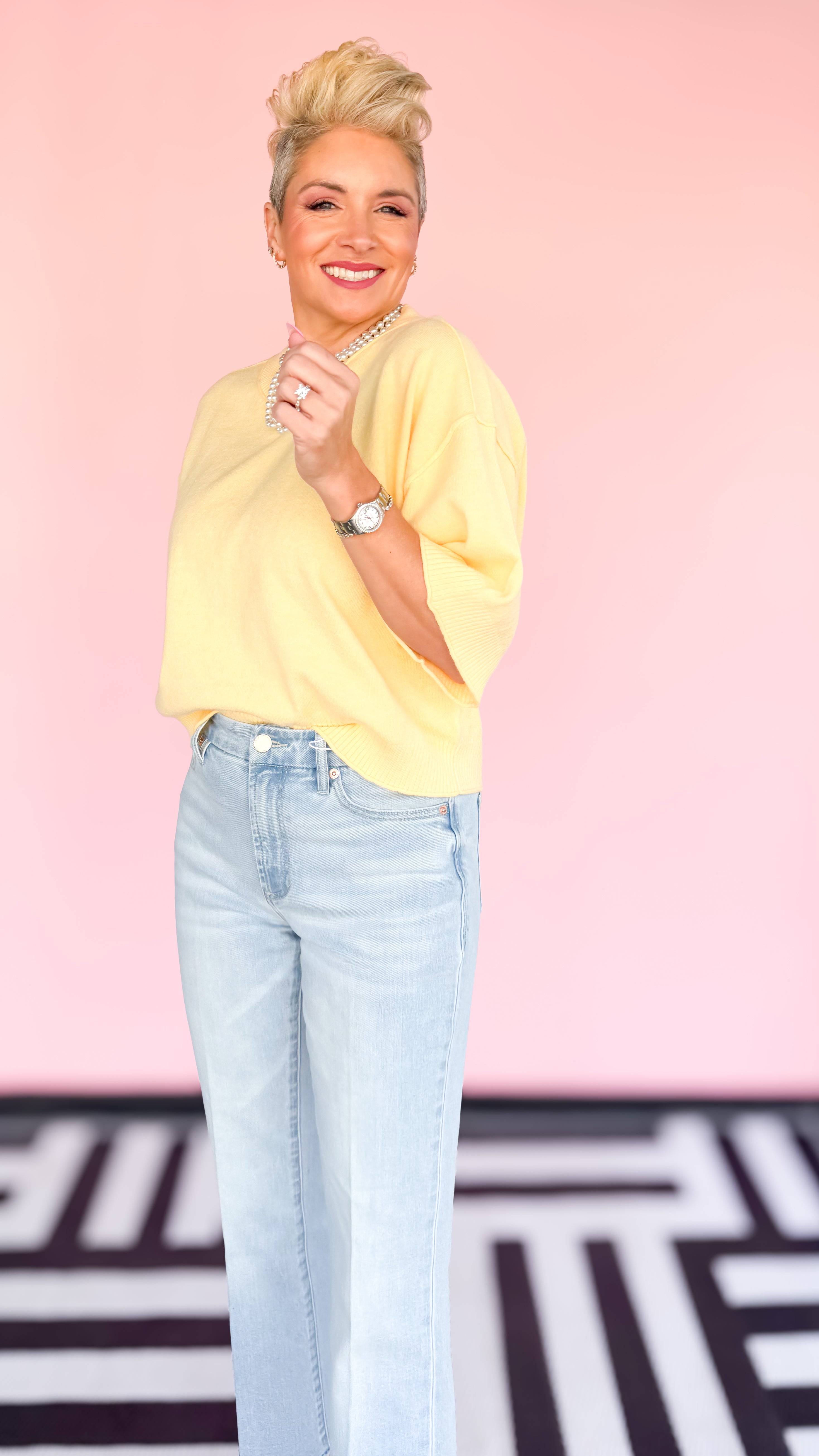 Rhonda Short Sleeve Sweater/Yellow