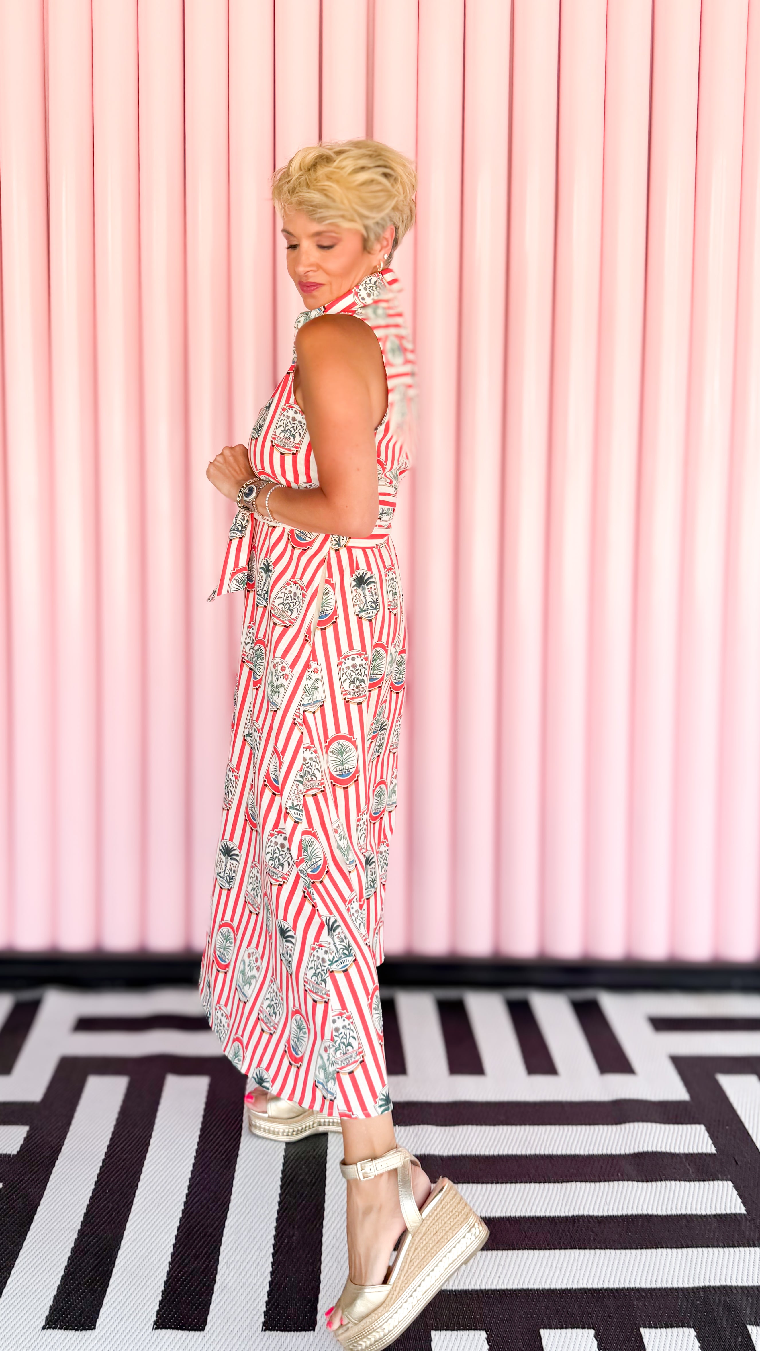 Willow Wild Flower Striped Dress/Red