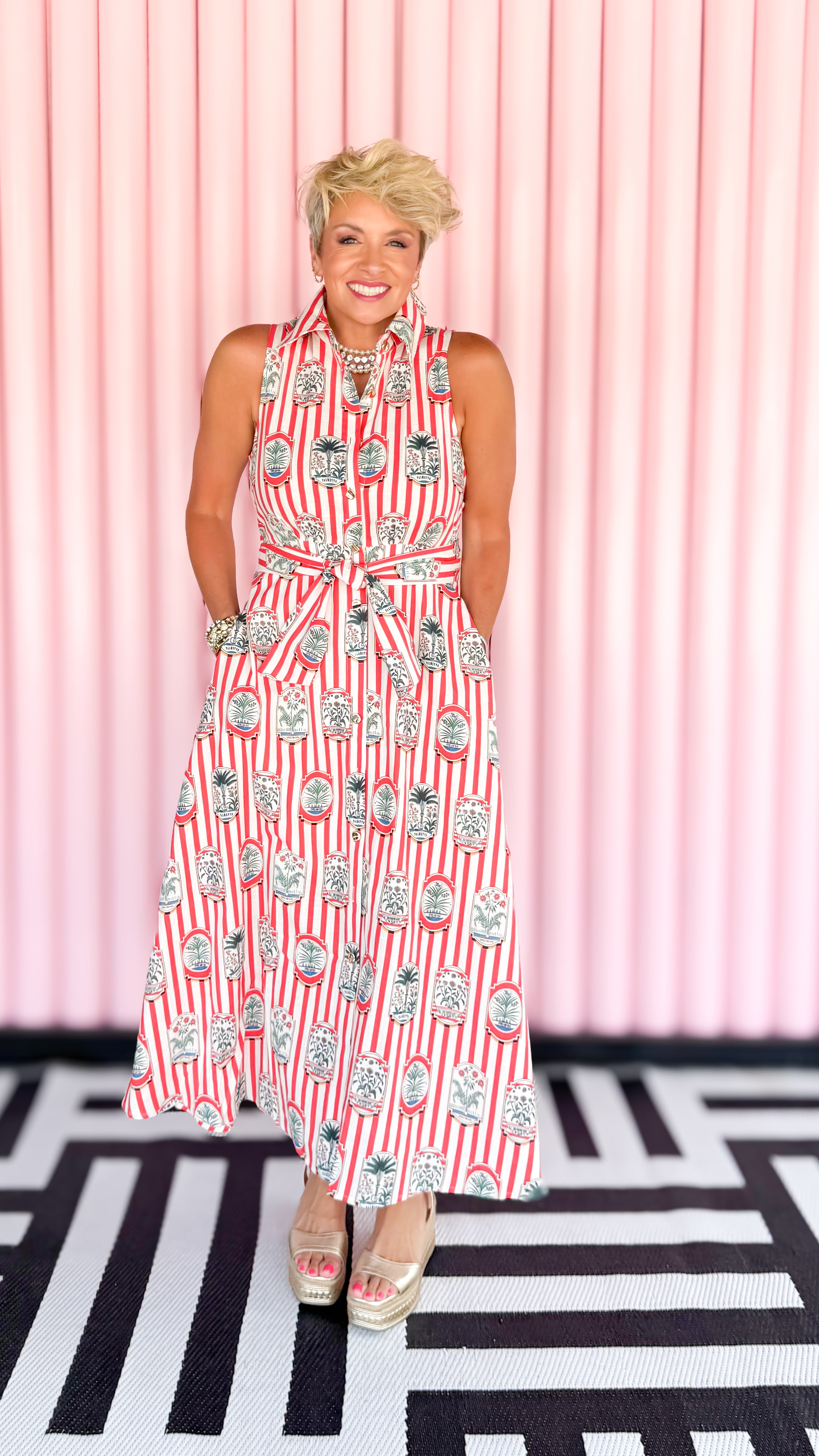 Willow Wild Flower striped dress in red worn on model - back view - BLVD Boutik