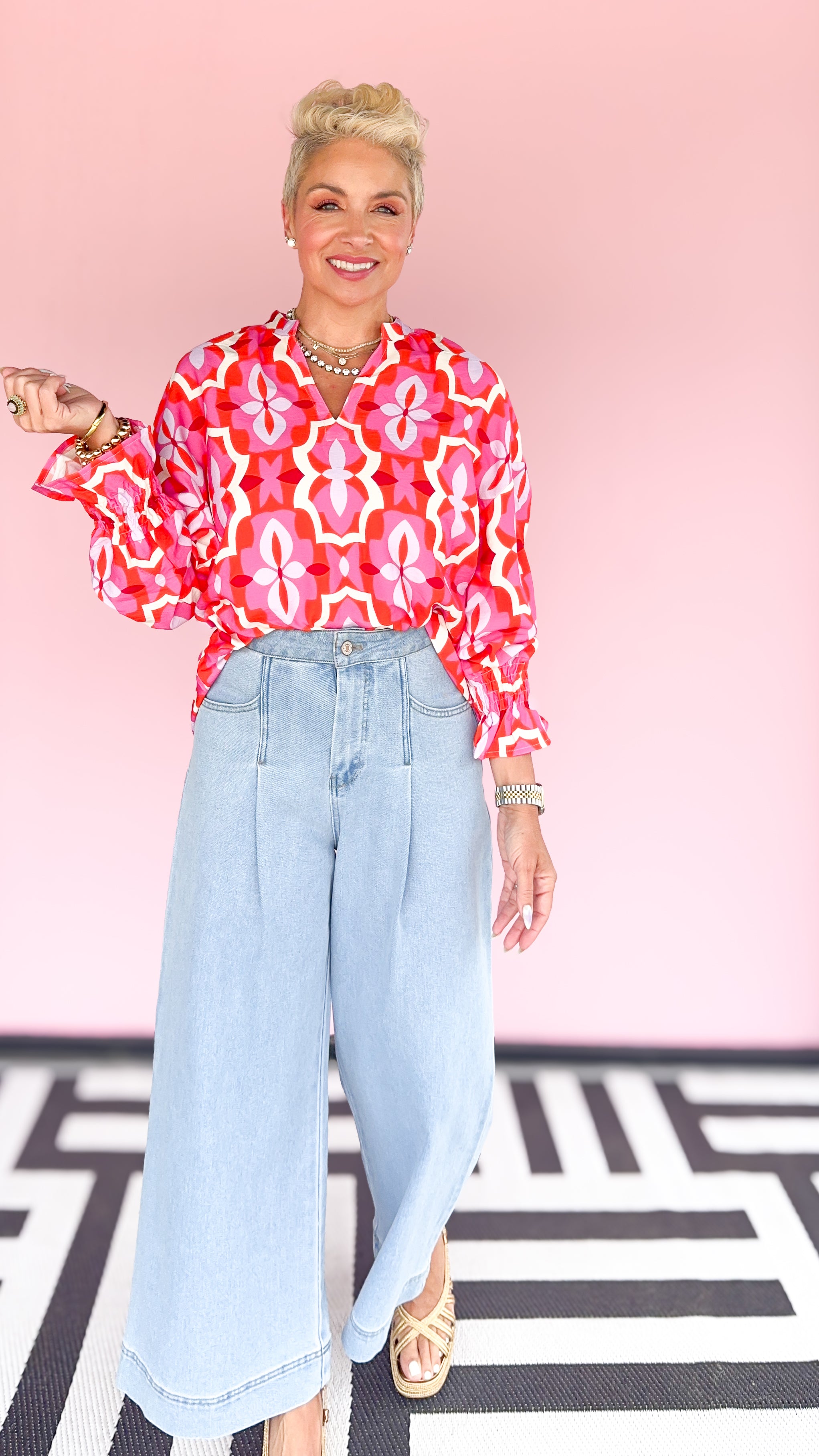 Demi Long Sleeve Top/Red