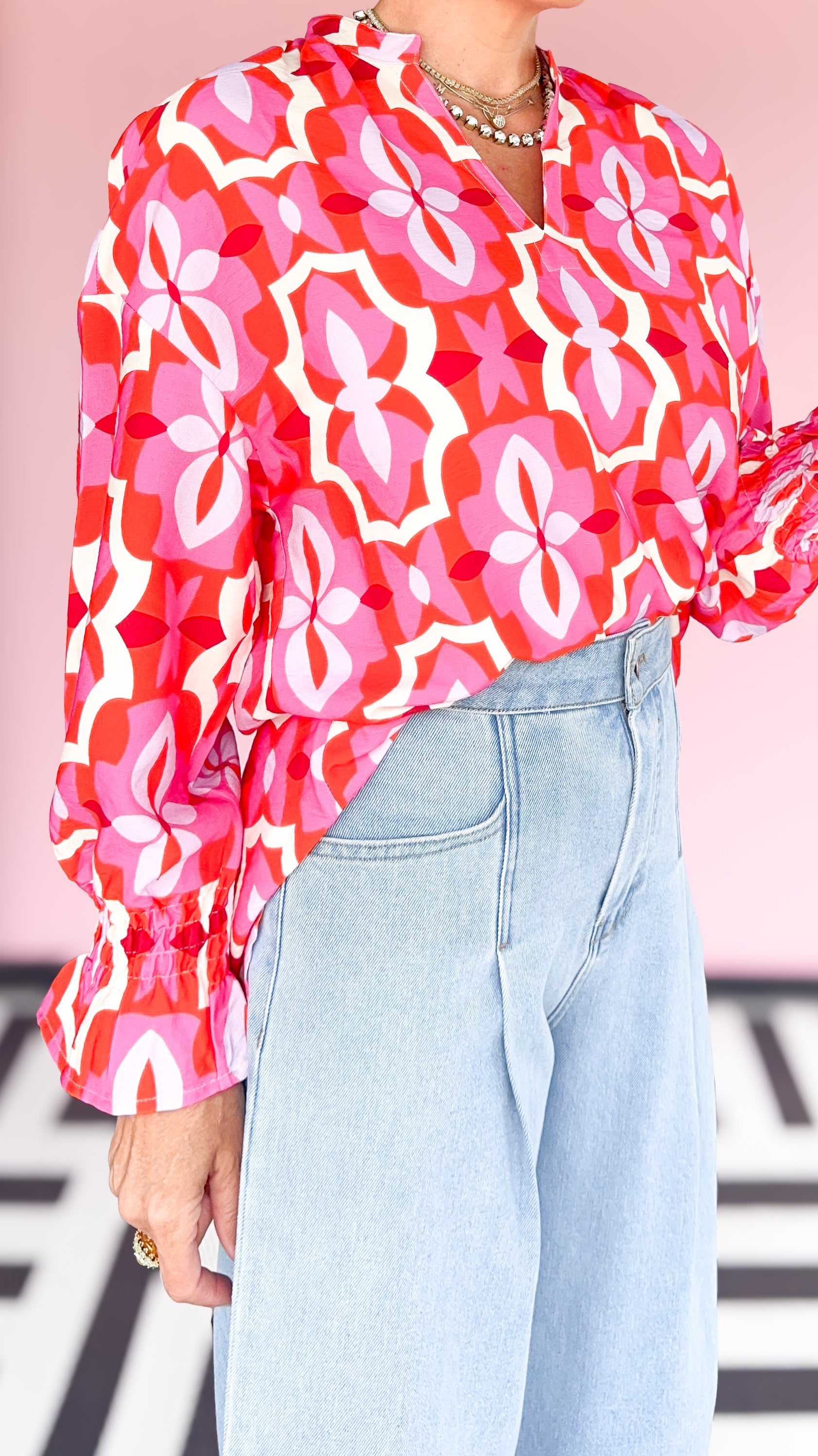 Demi Long Sleeve Top/Red