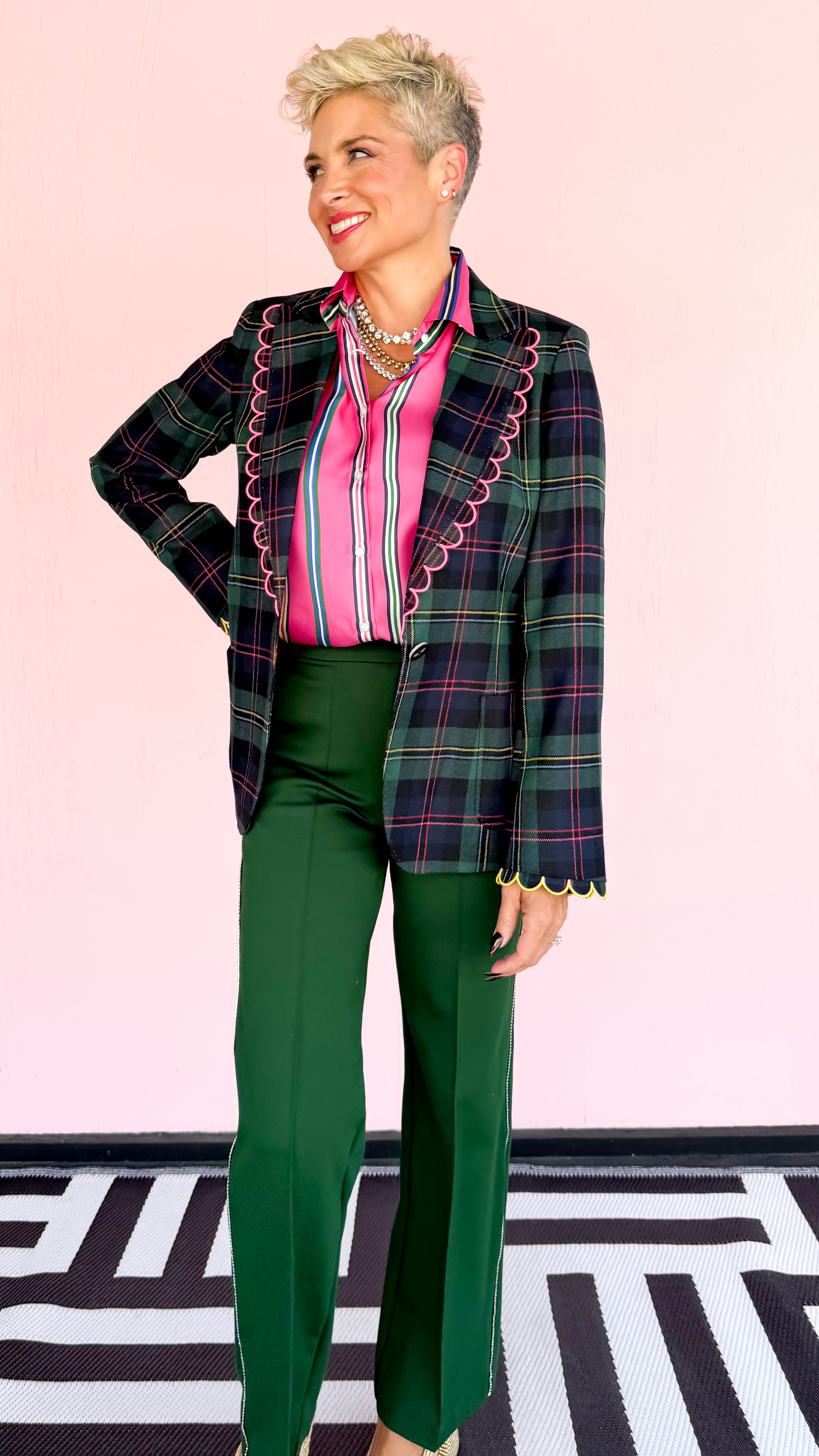 Plaid Blazer Scalloped Edge - The BLVD