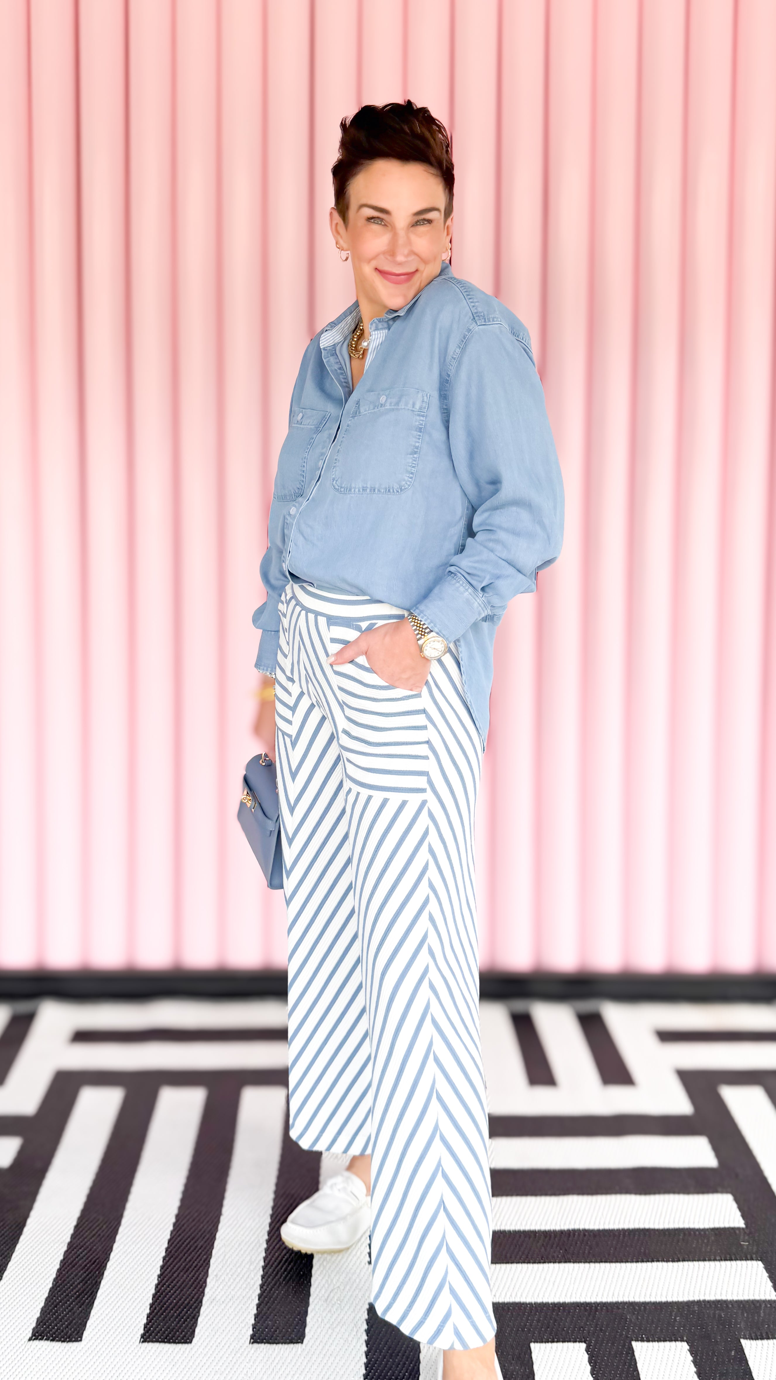 Washed Tencel Button Down Top/Blue