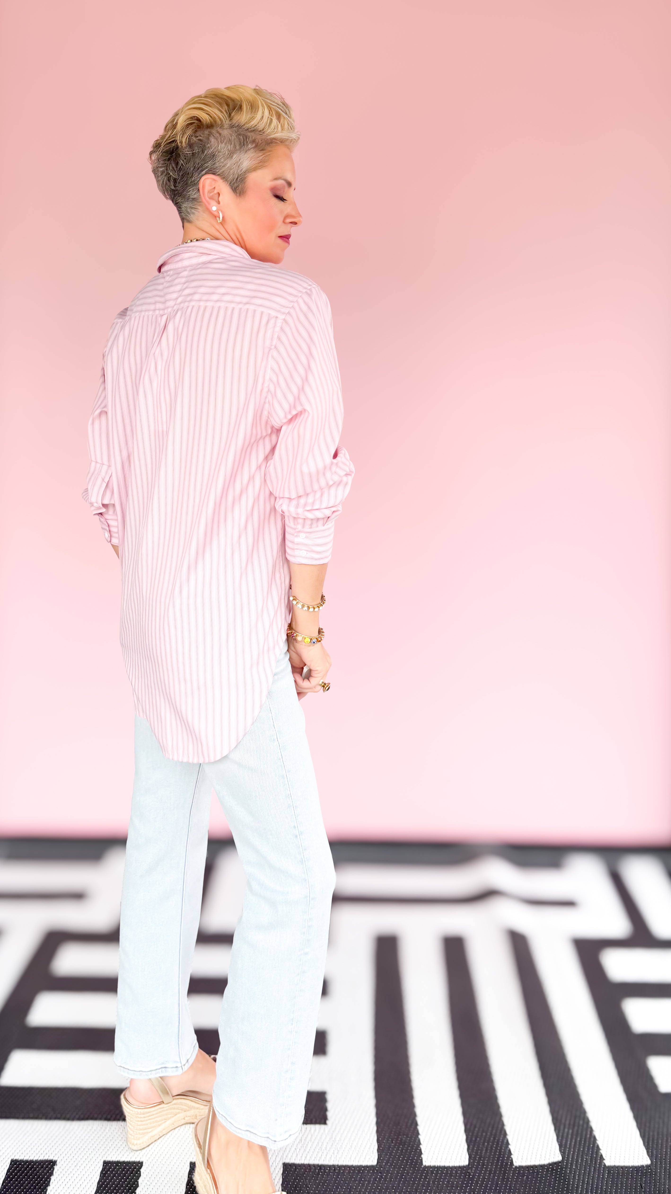 Lolita Striped Button Down Shirt/Pink