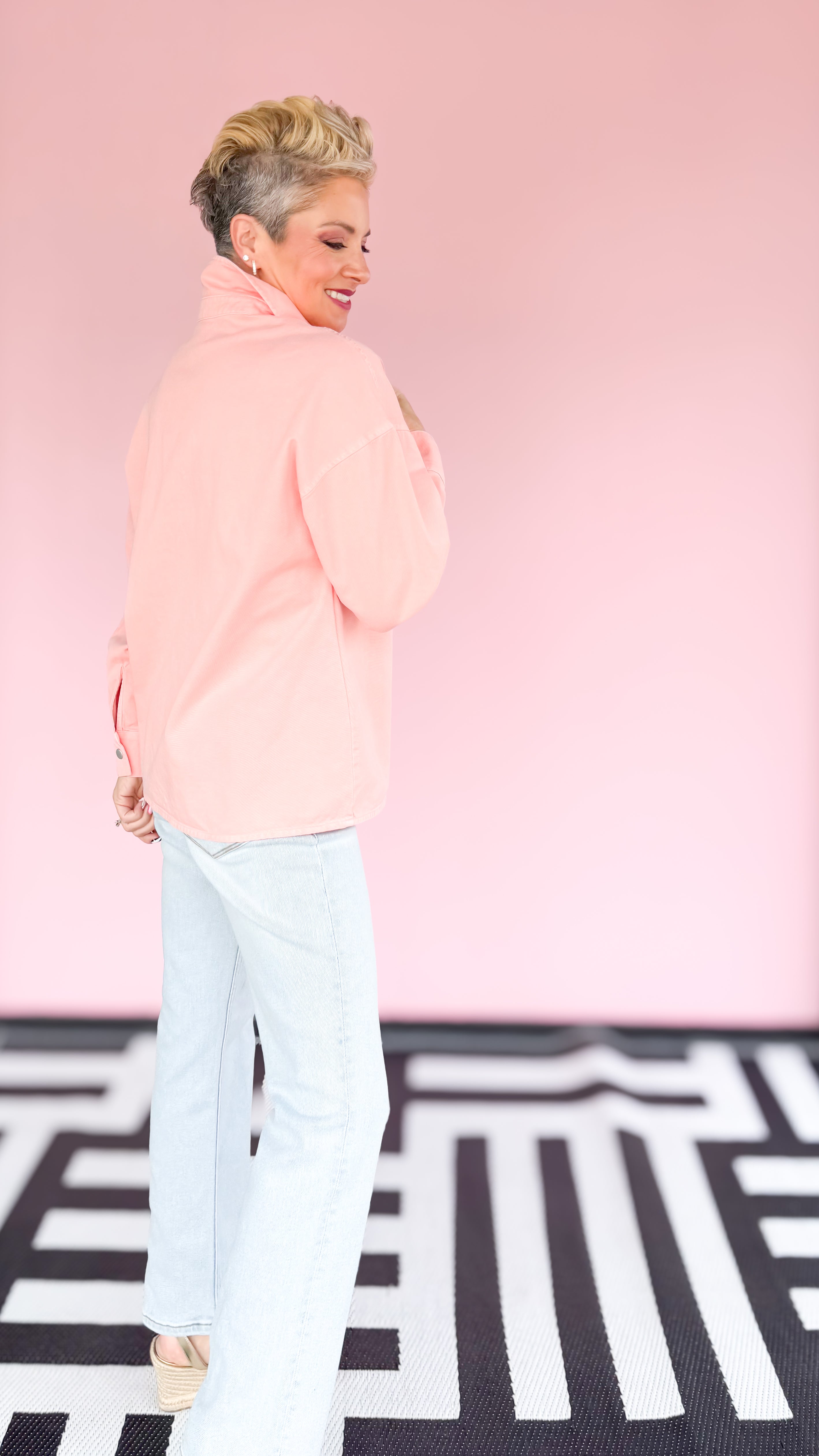 Adriana Snap Front Shirt/Peach