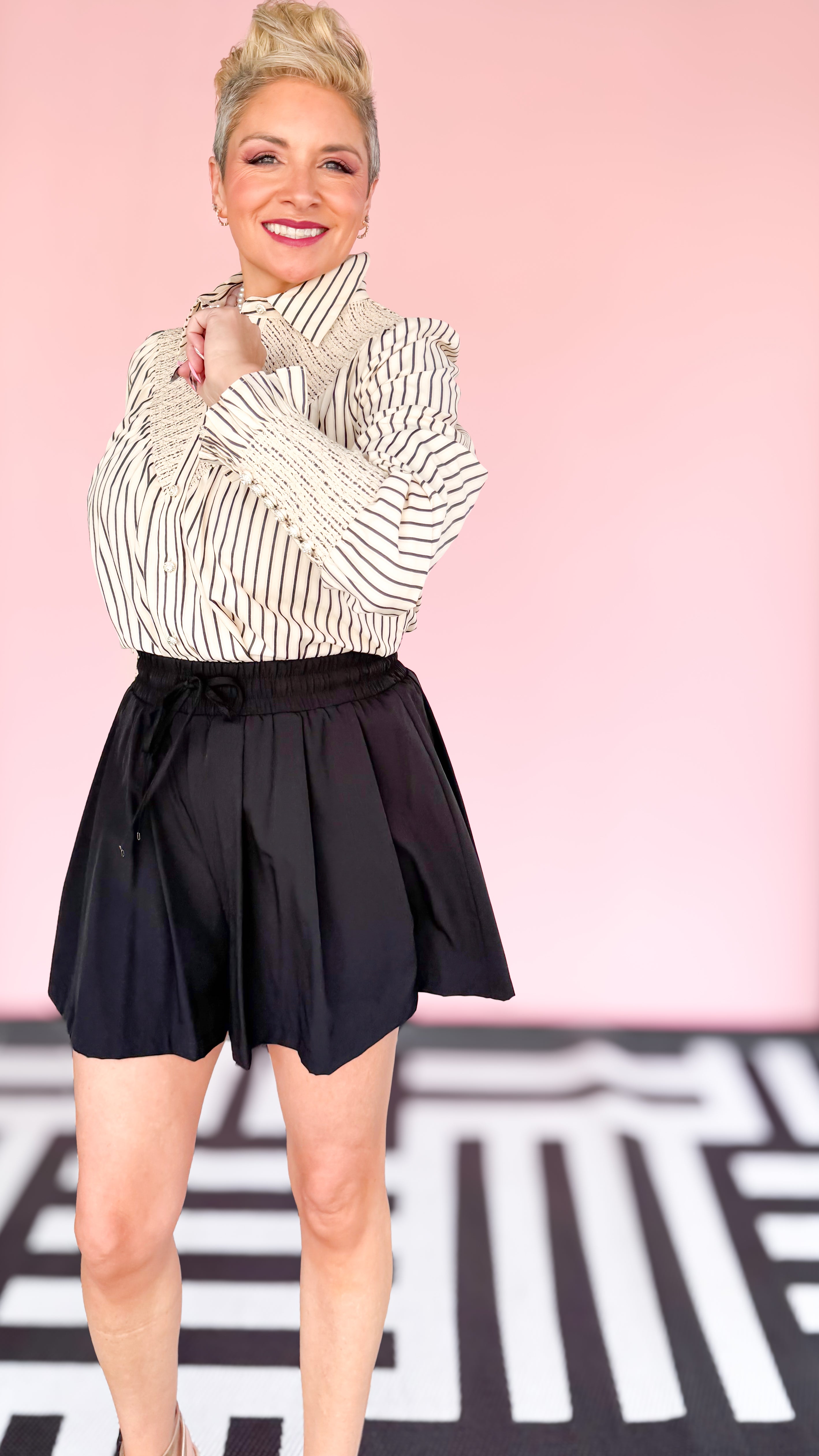 Meri Tuxedo Stripe Blouse - The BLVD