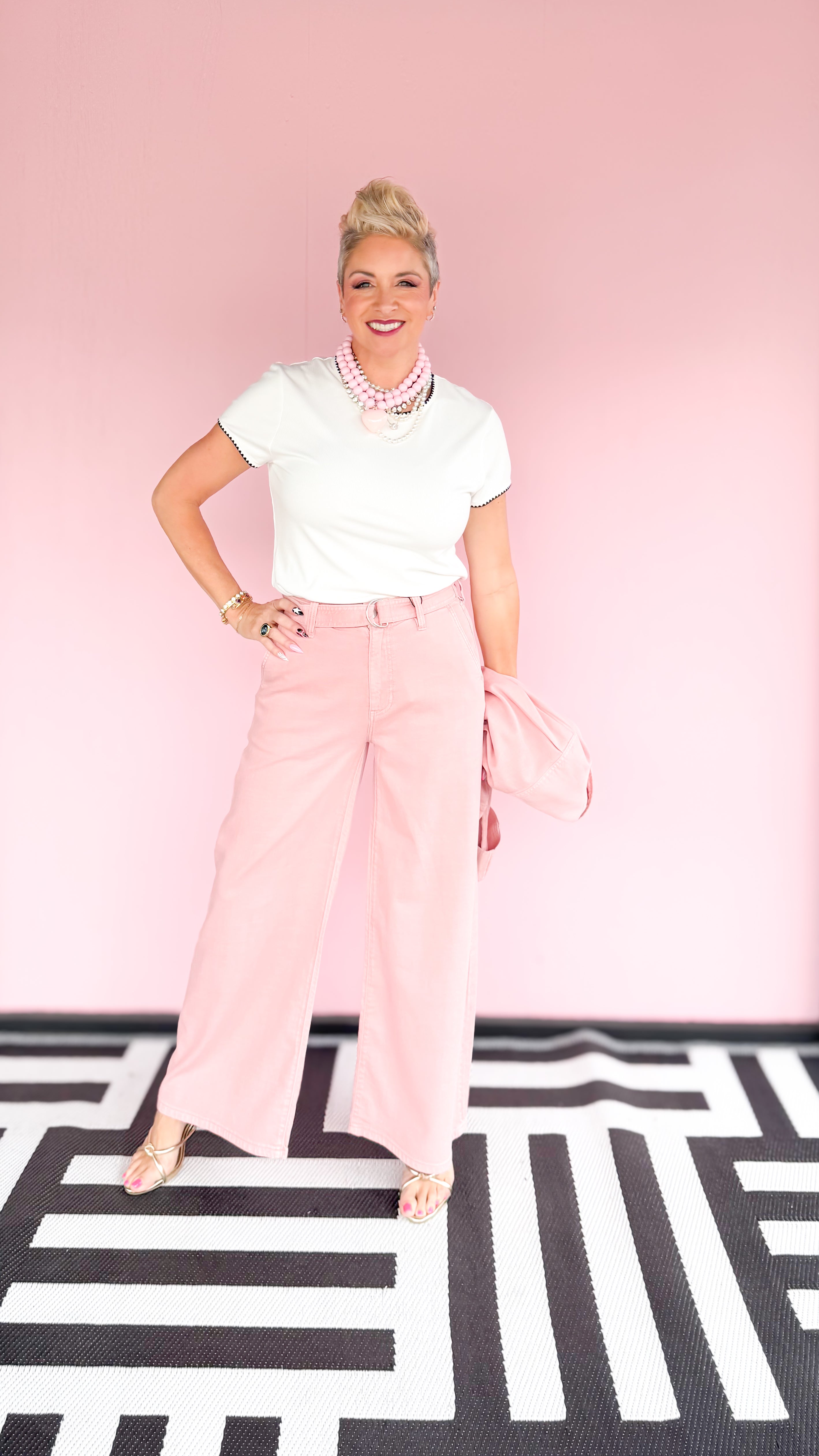 Zuma Ribbed Top with Trim/WHITE