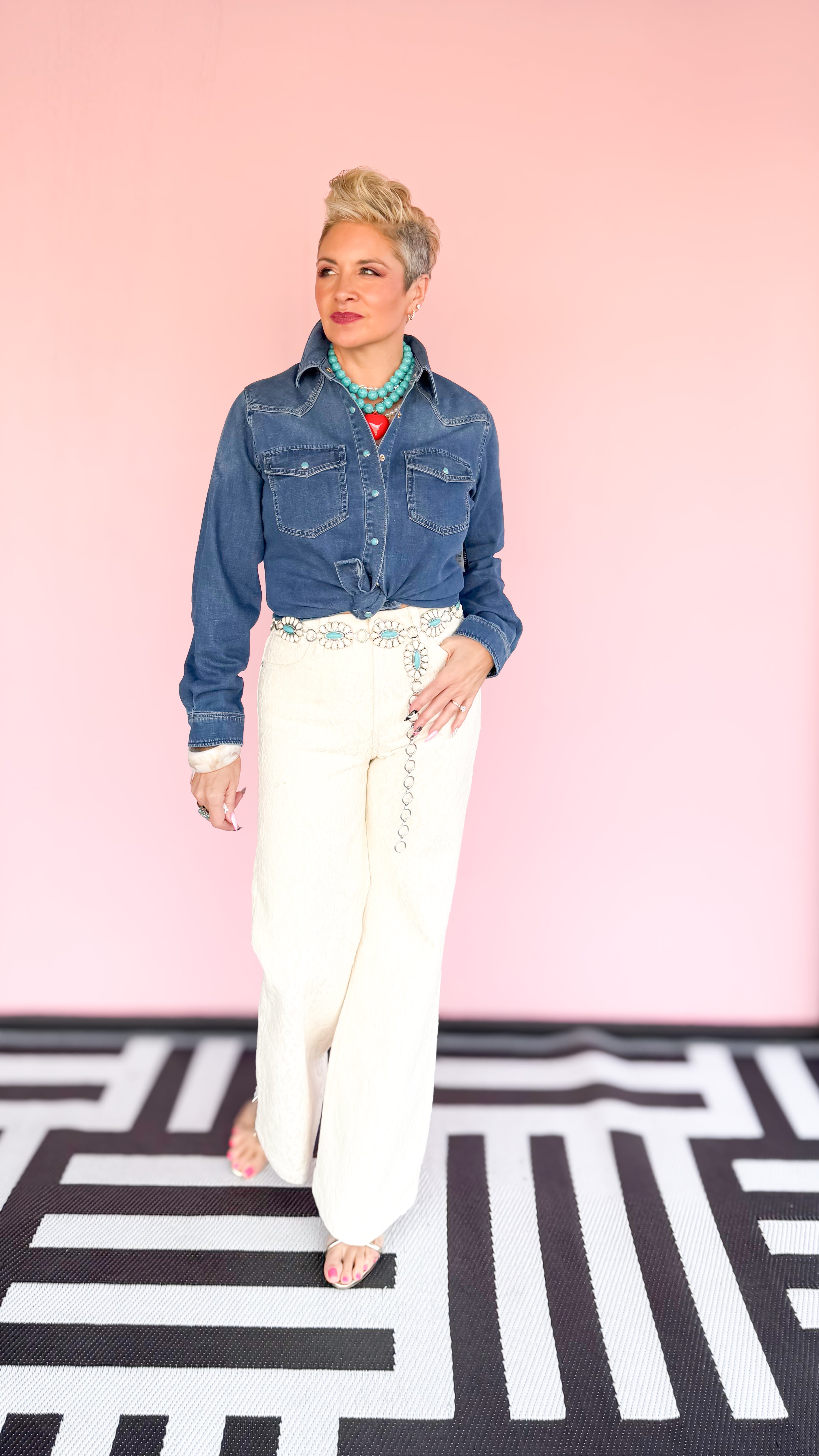 Fiona Lace Wide Leg Jeans/Cream - The BLVD