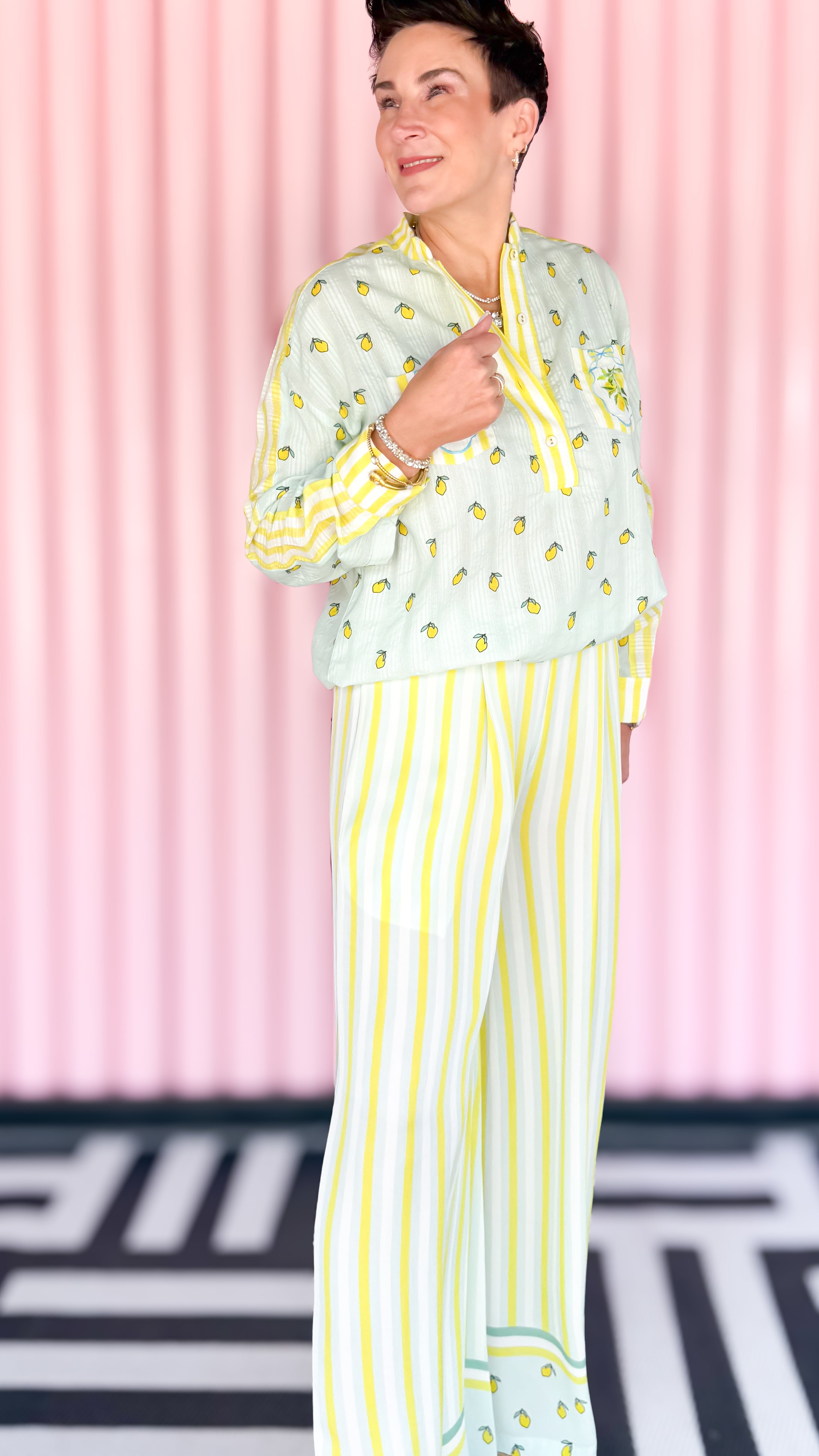 Lemon blouse worn on model - side view - BLVD Boutik