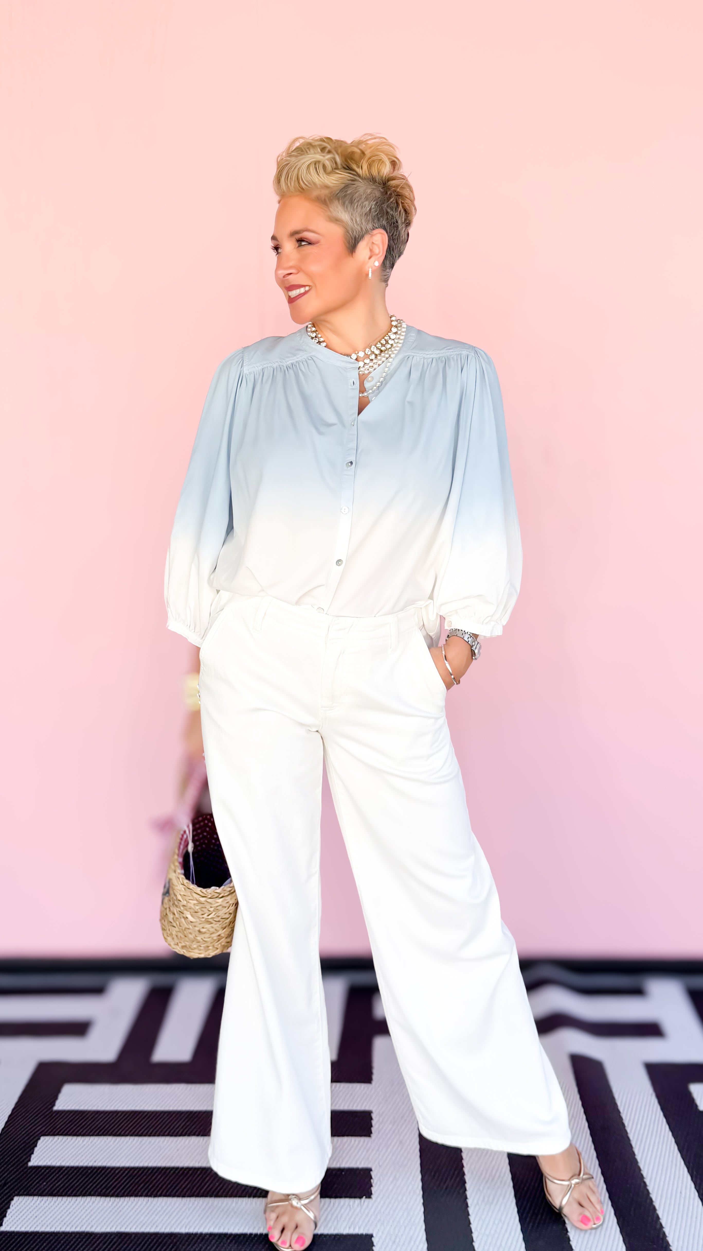 Weekender Wide Leg Jean/Ivory - The BLVD