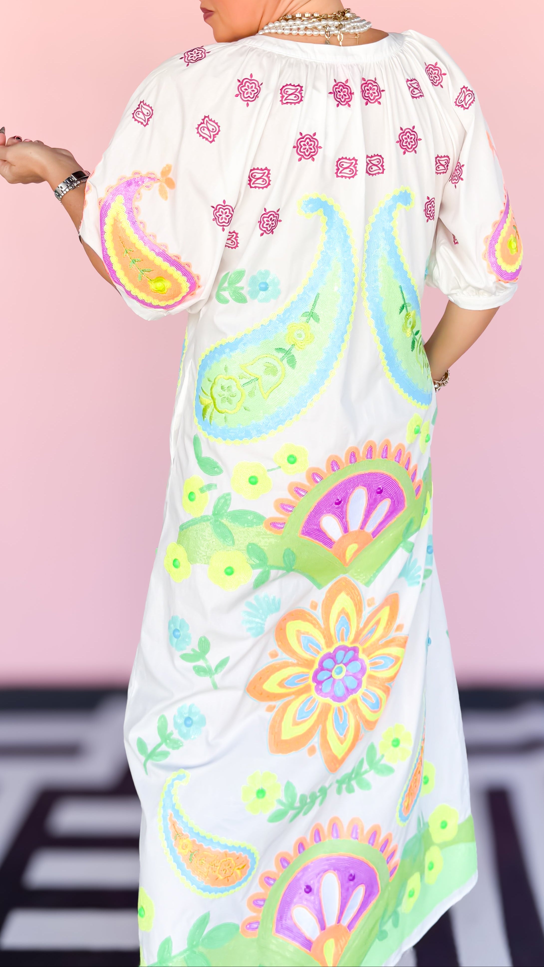 Neon Paisley Sequin Midi Dress - The BLVD