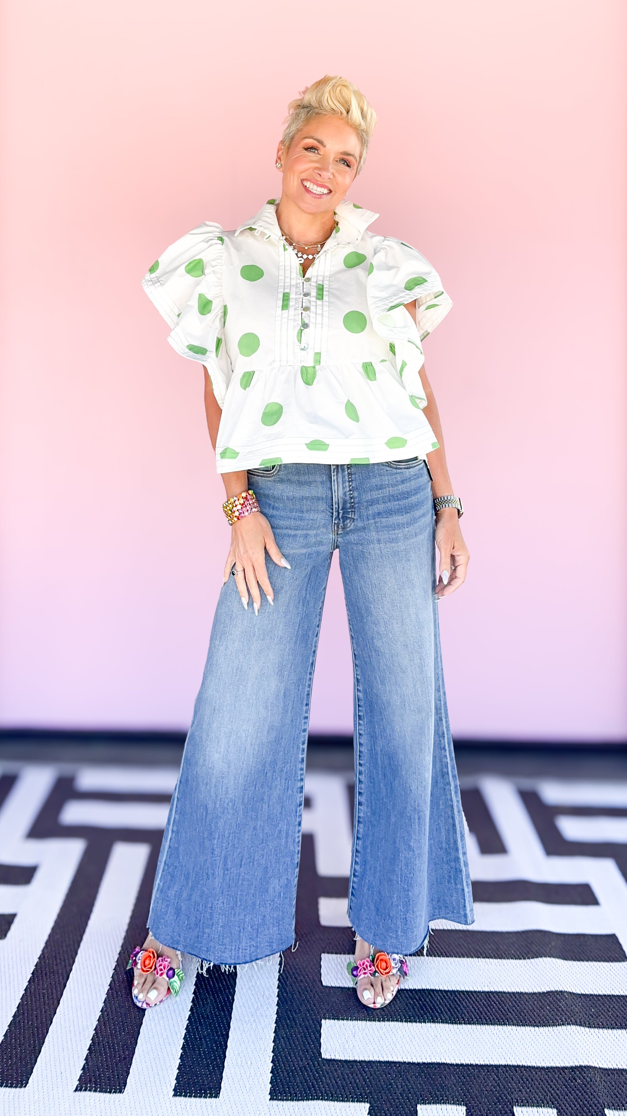 Phoebe Polka Dot Ruffle Blouse