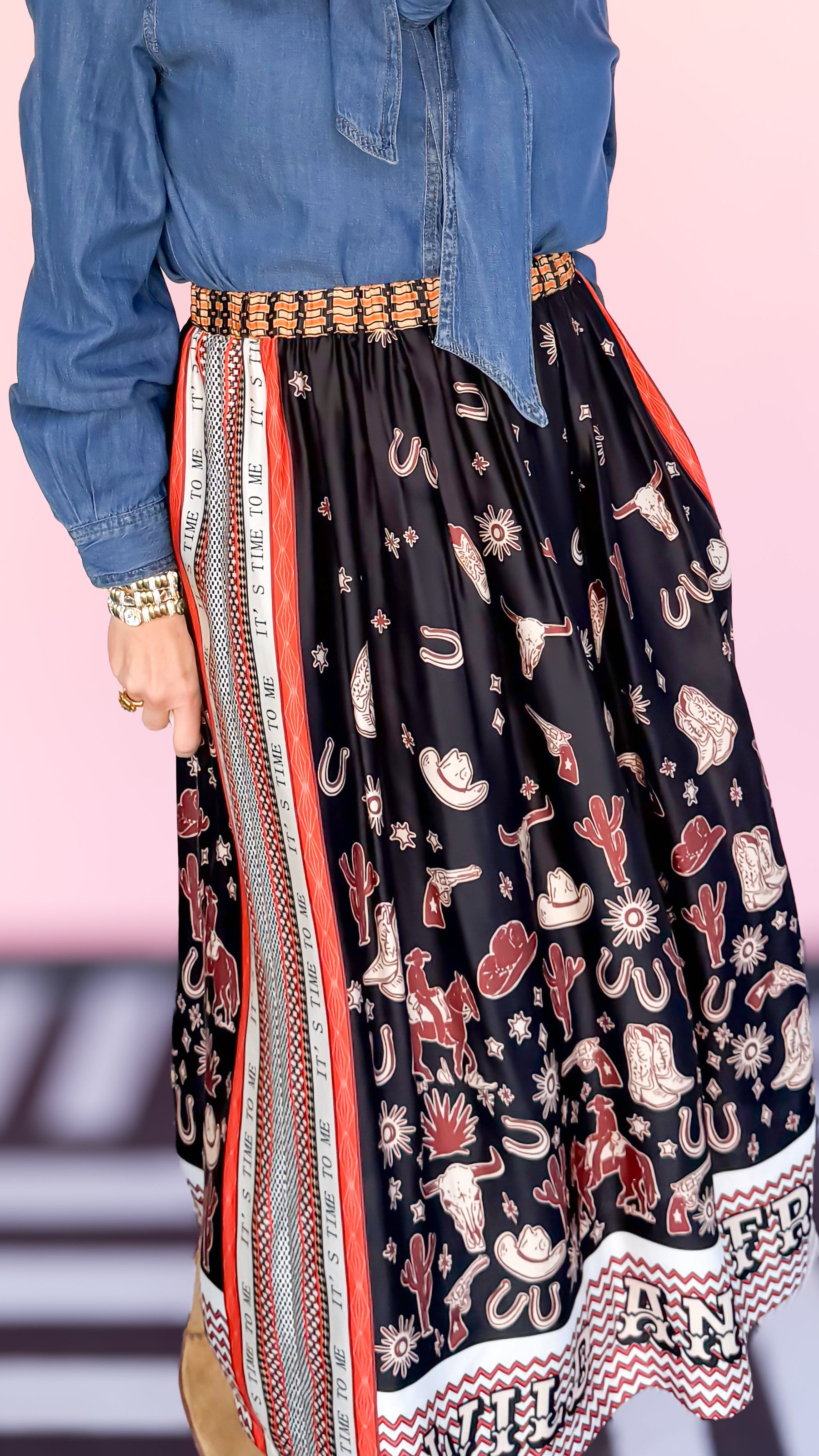 Vanessa Western Midi Skirt - The BLVD