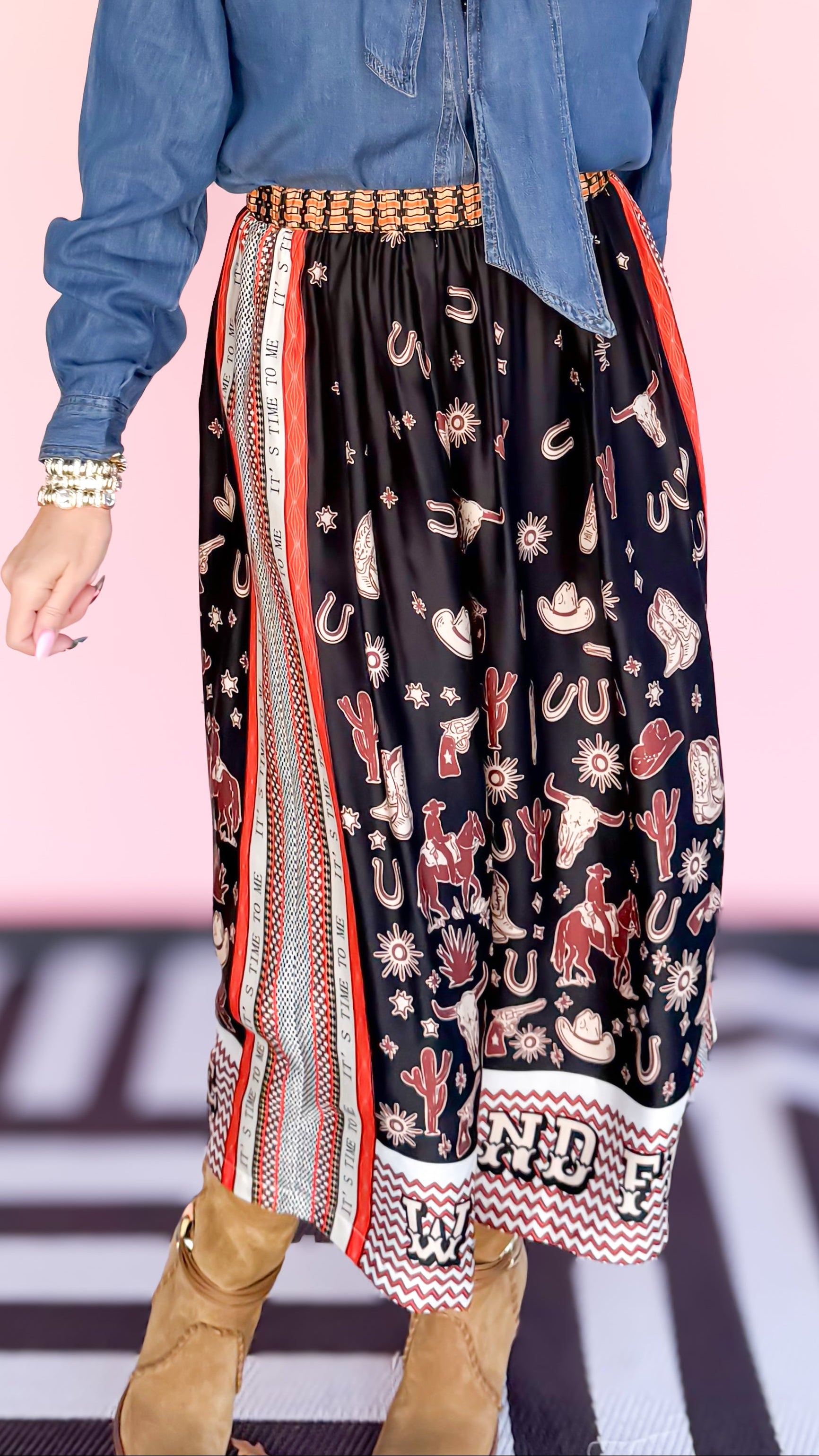 Vanessa Western Midi Skirt - The BLVD