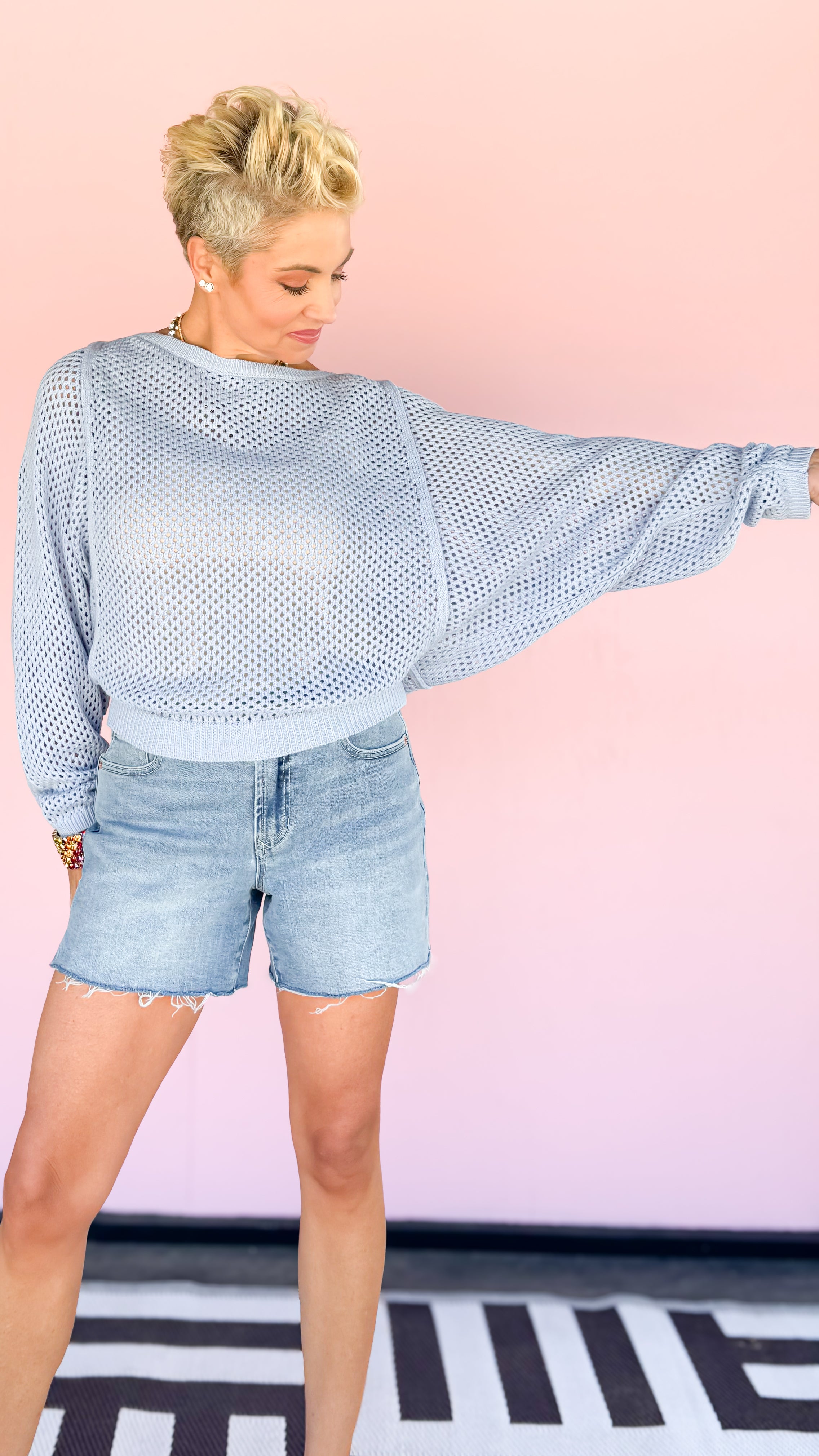 Blue Crochet Sweater