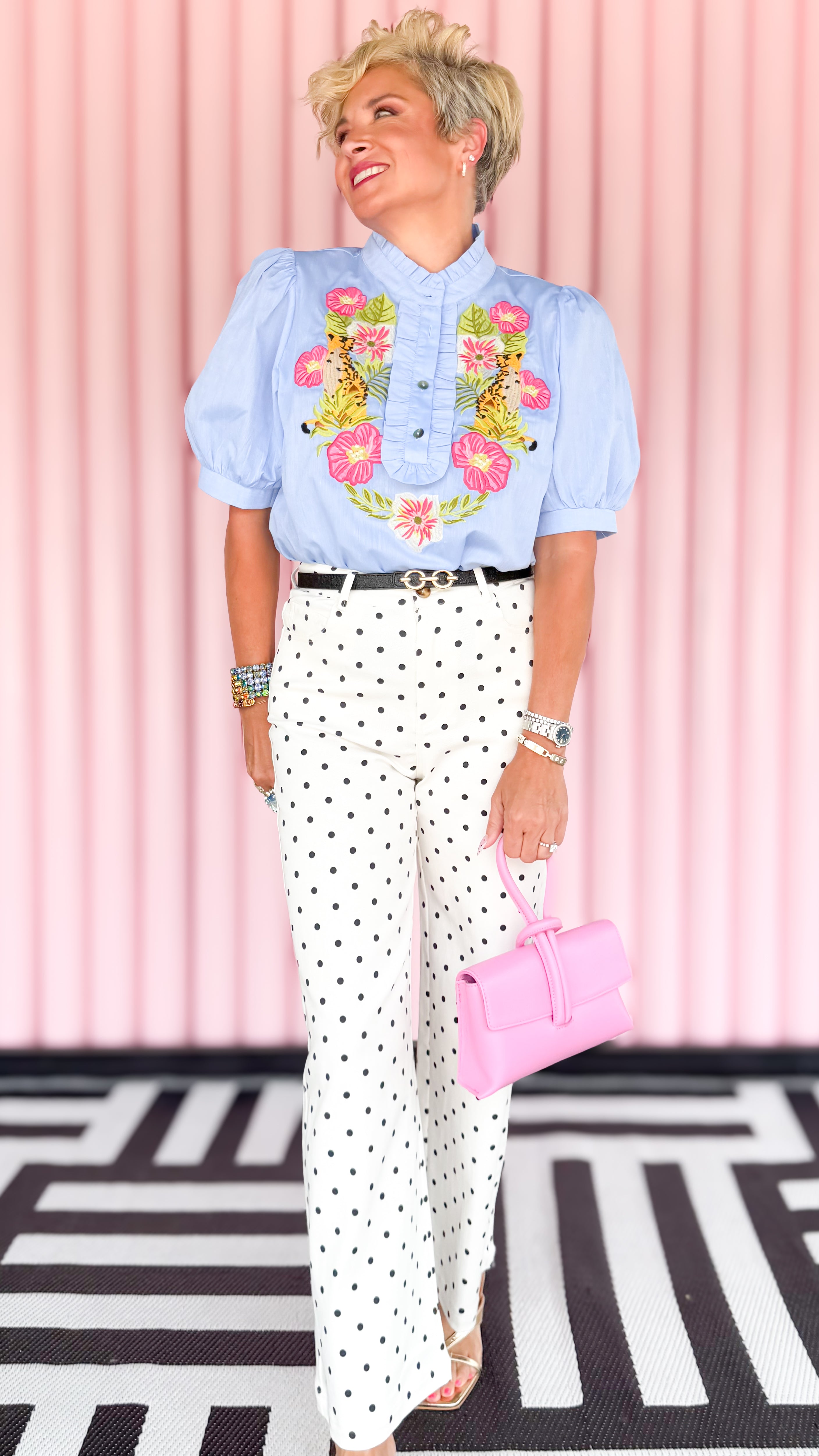 Annie Embroidered Chambray Top