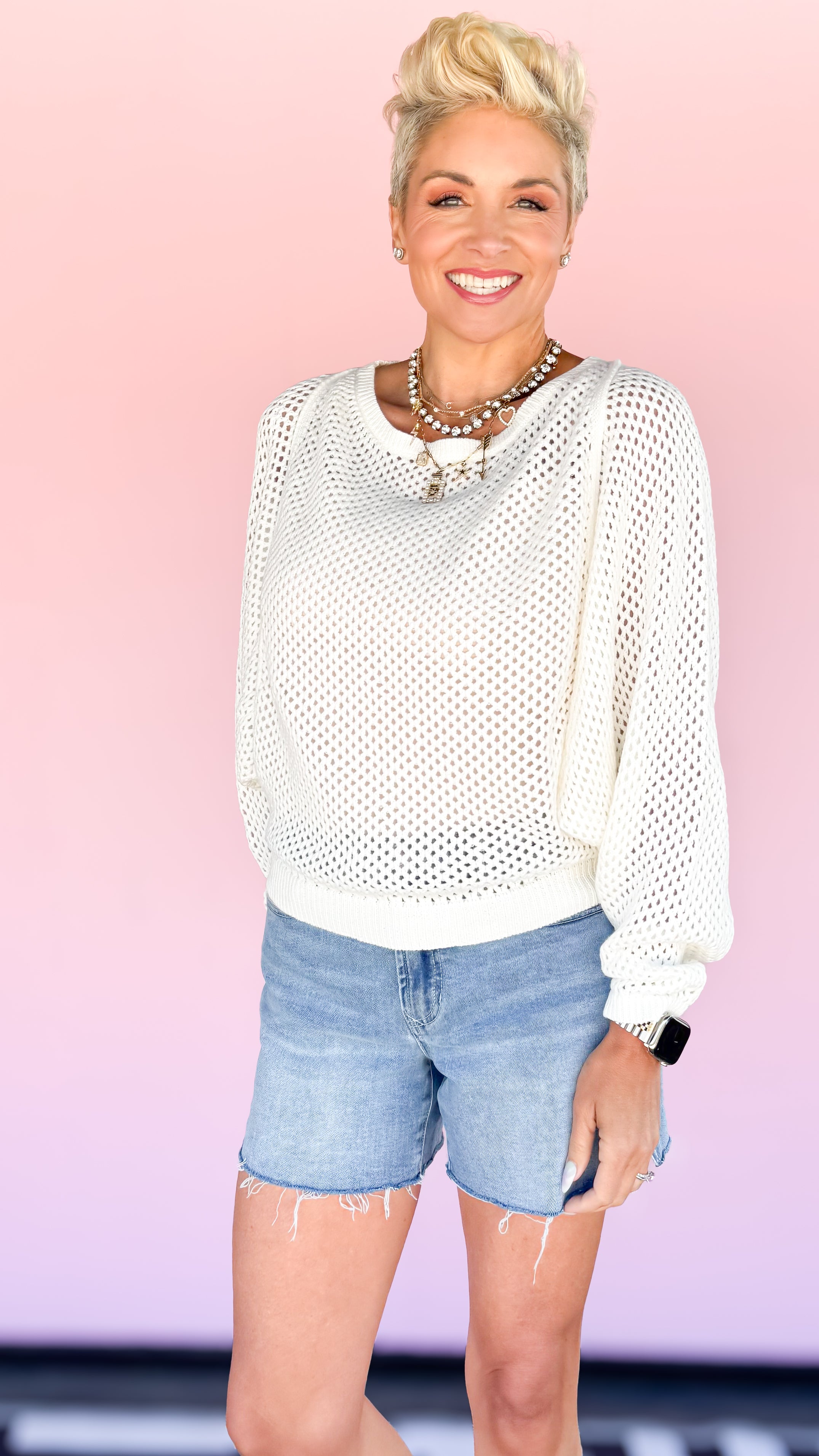 Off White Crochet Sweater