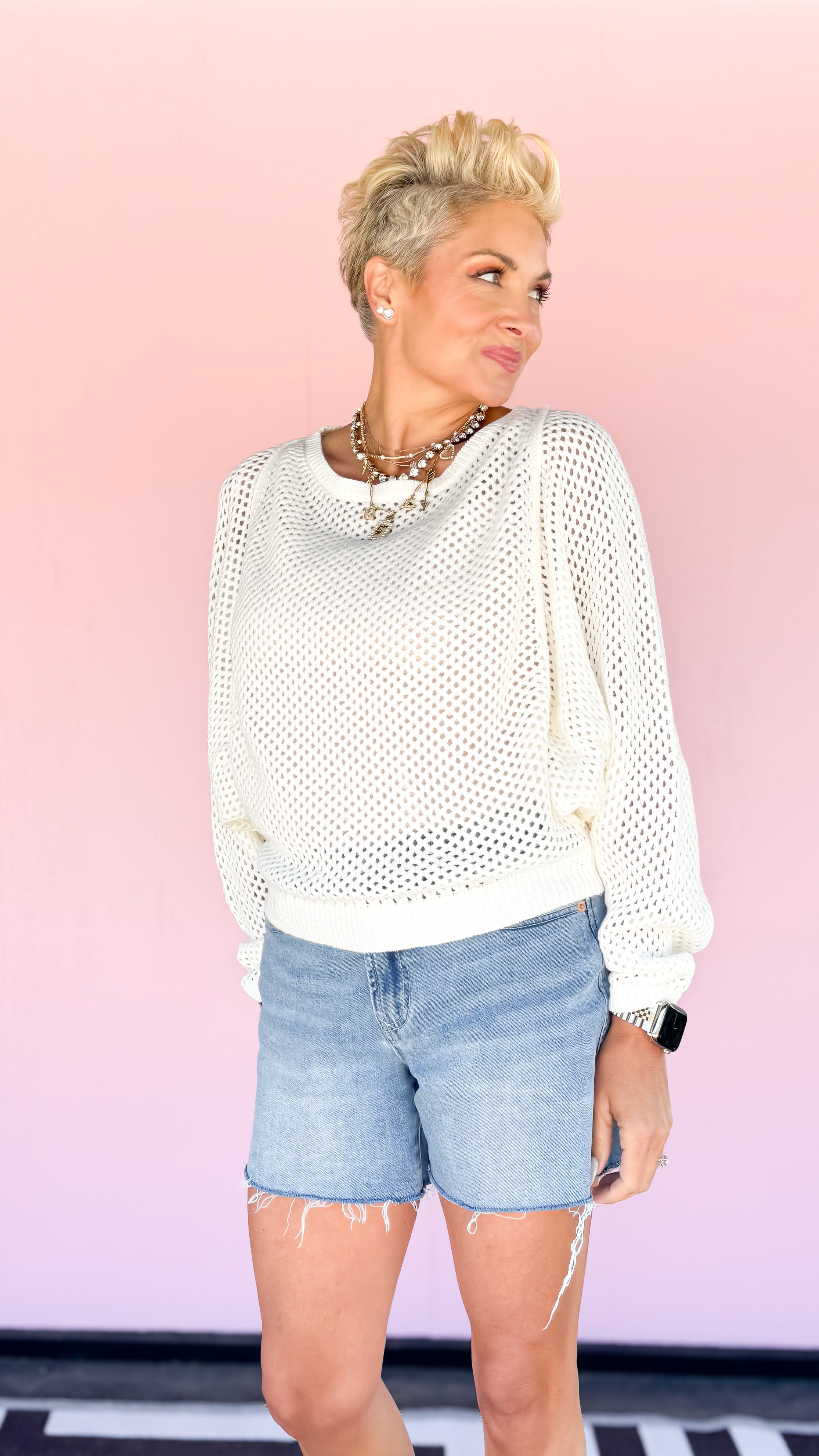 Off White Crochet Sweater