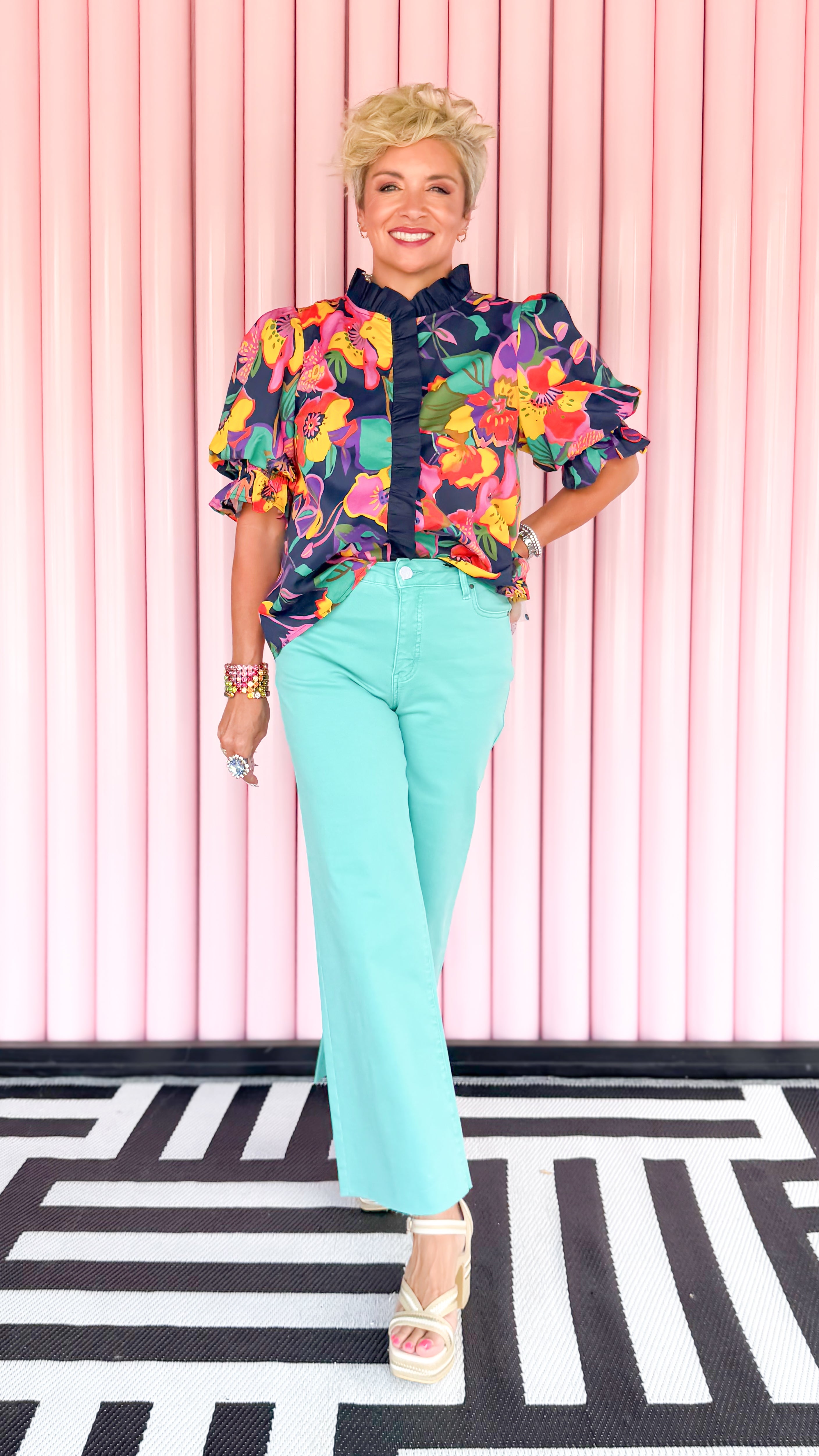 Sanders Bold Floral Blouse/Navy
