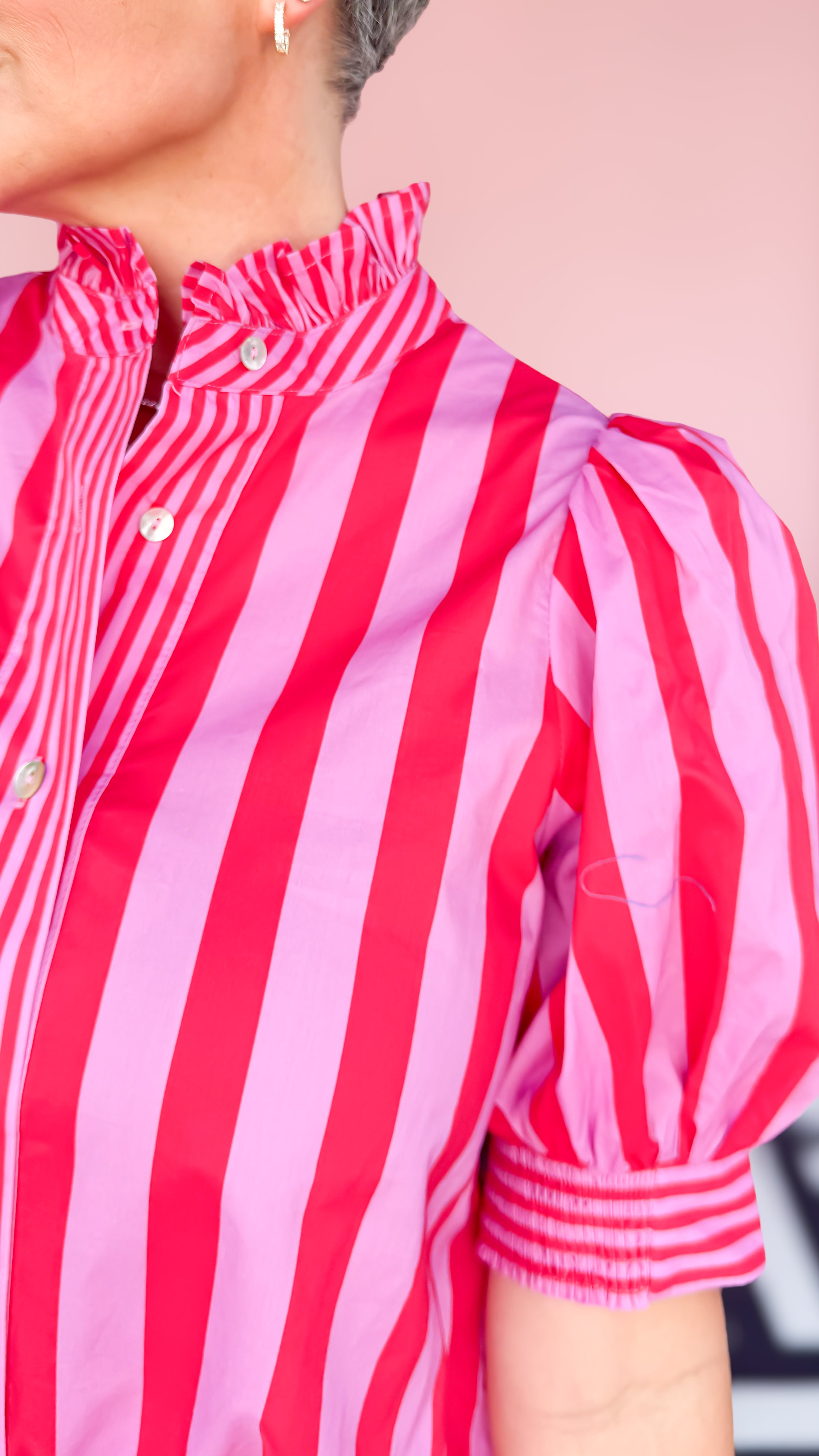 Suzette Stripe Blouse/PINK&RED - The BLVD