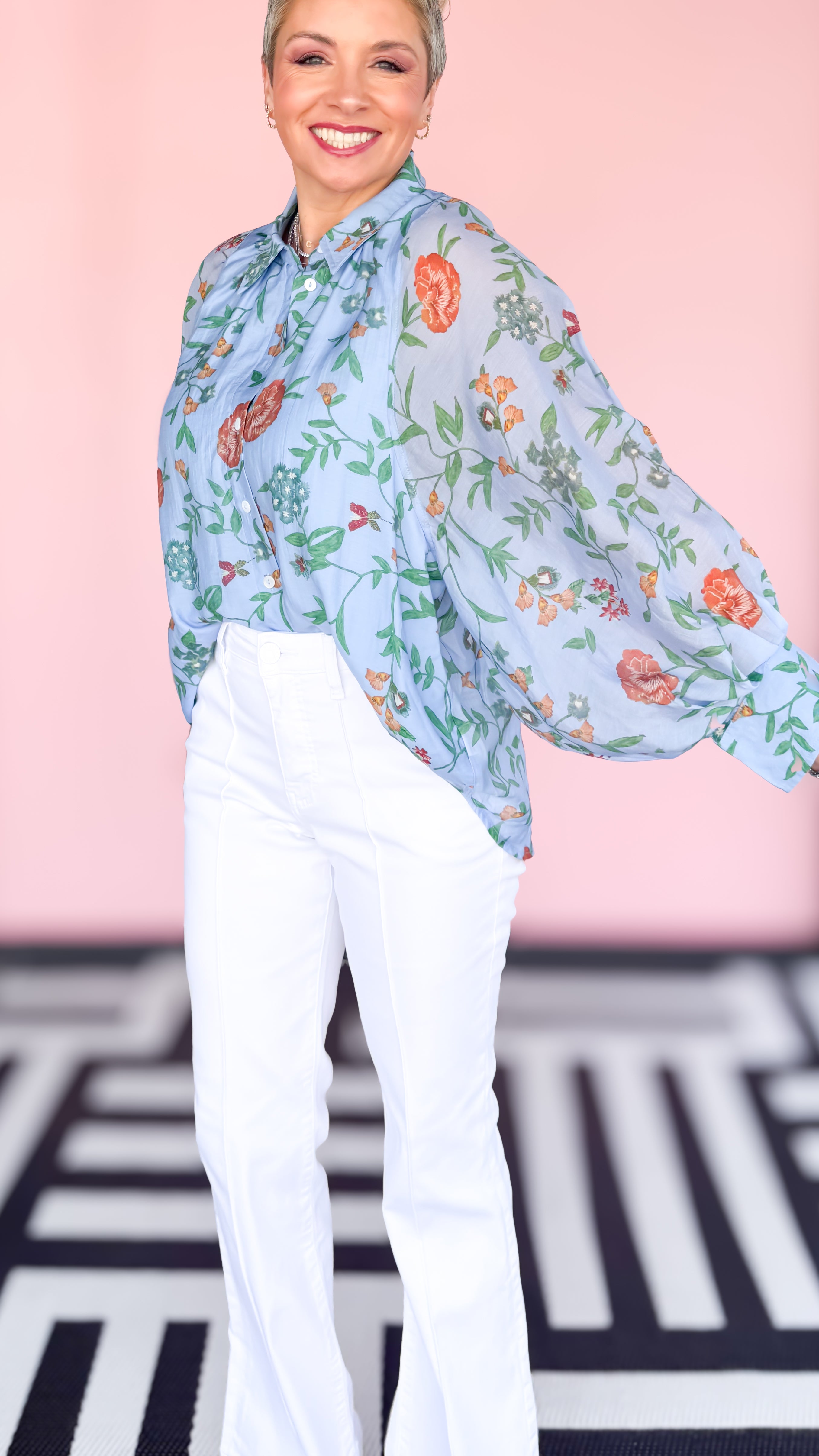 Sylvia Floral Blouse/Blue - The BLVD