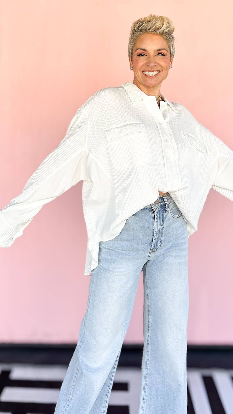 White Thermal Long Sleeve Top - The BLVD