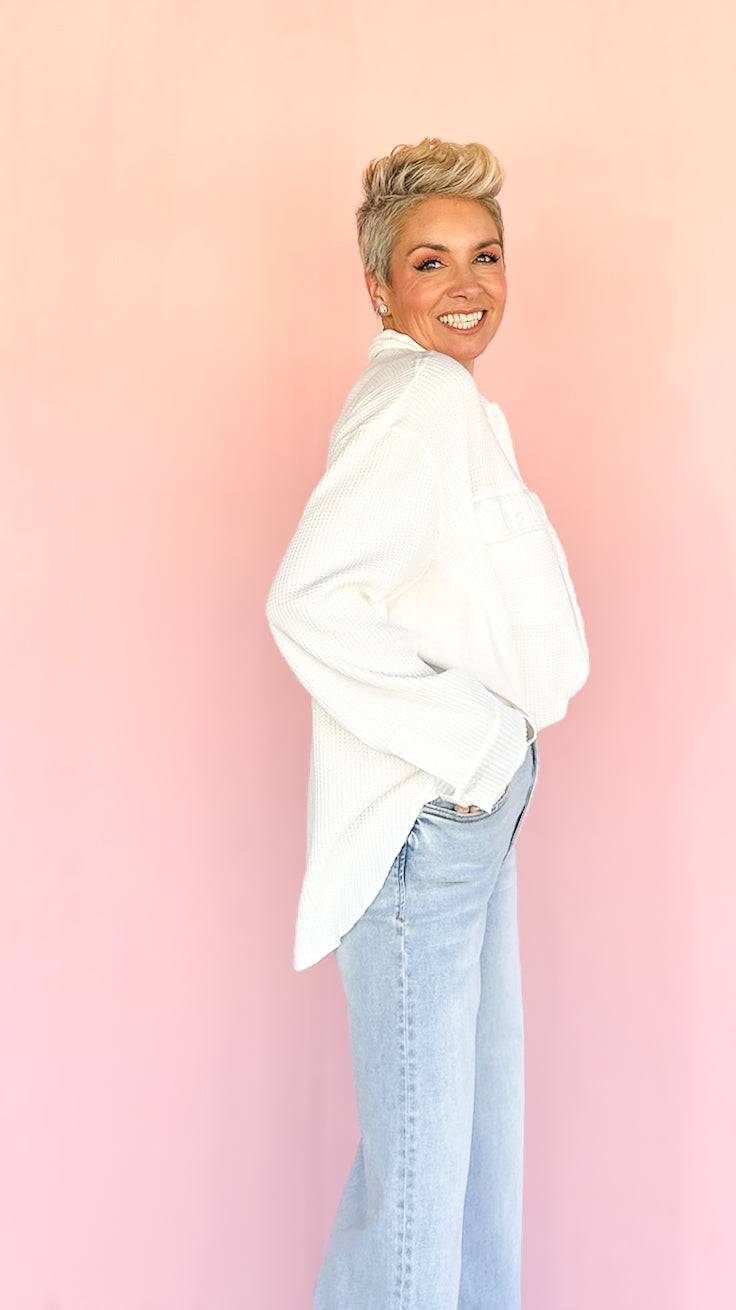 White Thermal Long Sleeve Top - The BLVD