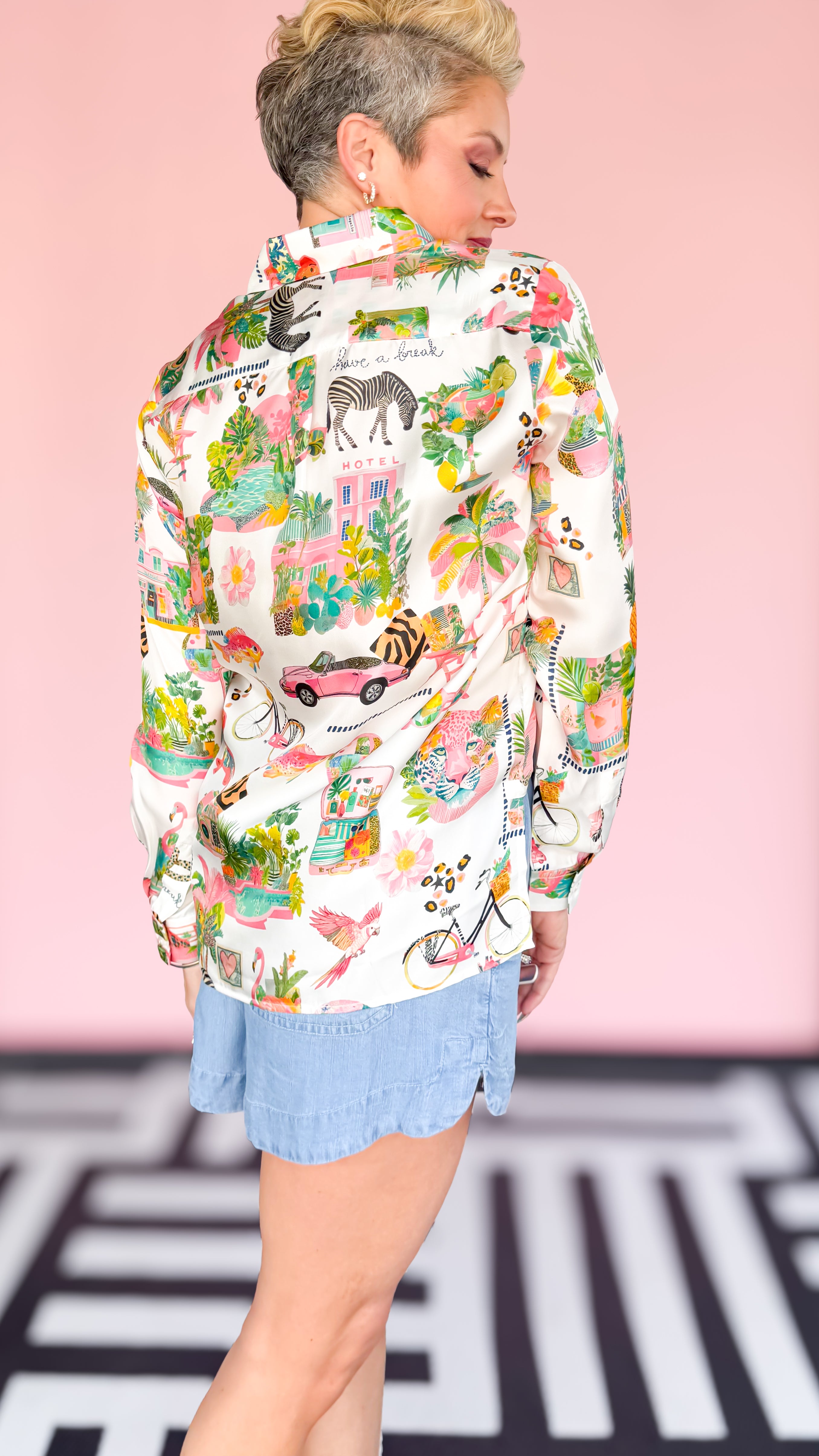 Silk Topical Print Blouse - The BLVD