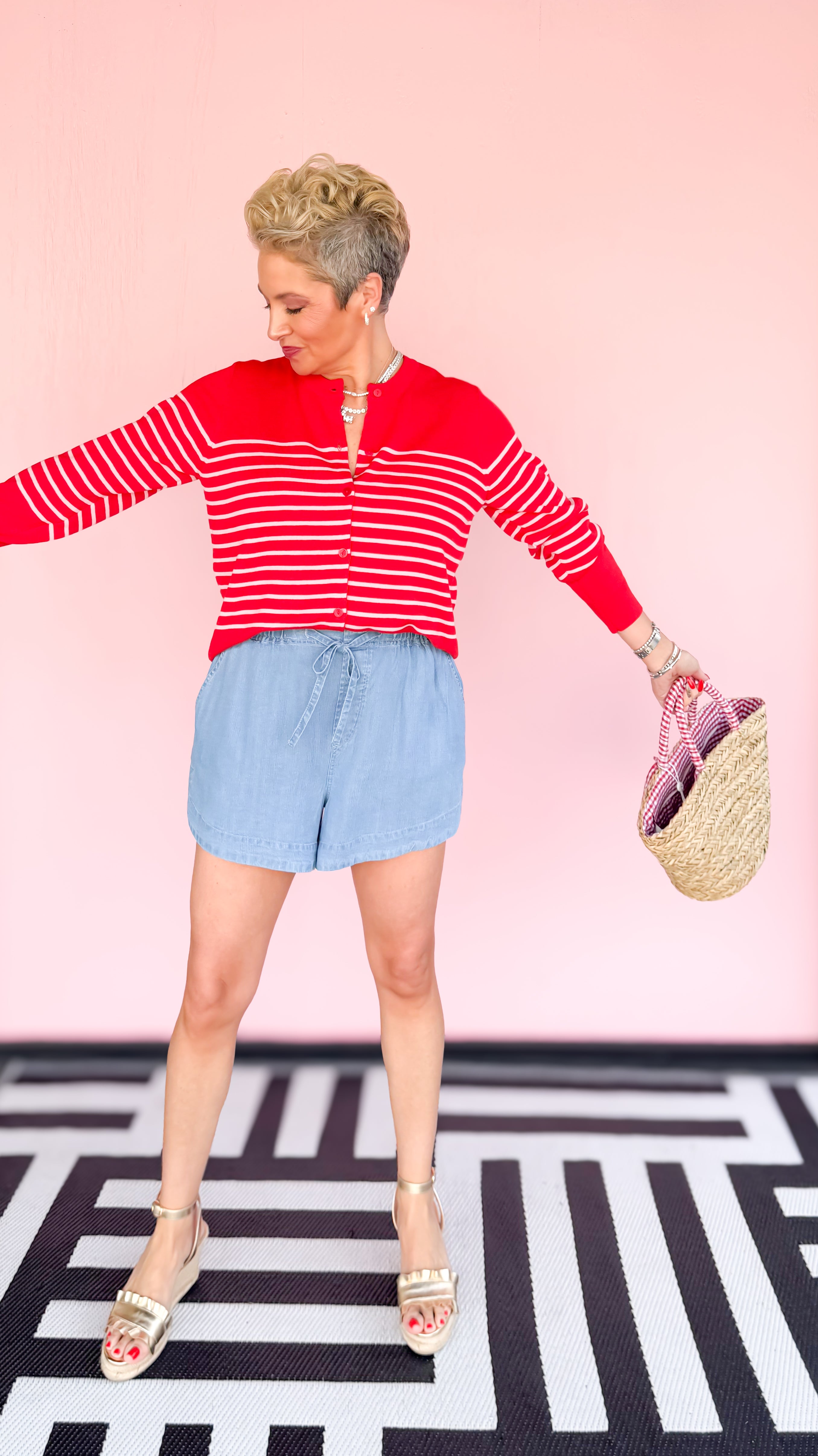 Sara Striped Cardigan/Red - The BLVD