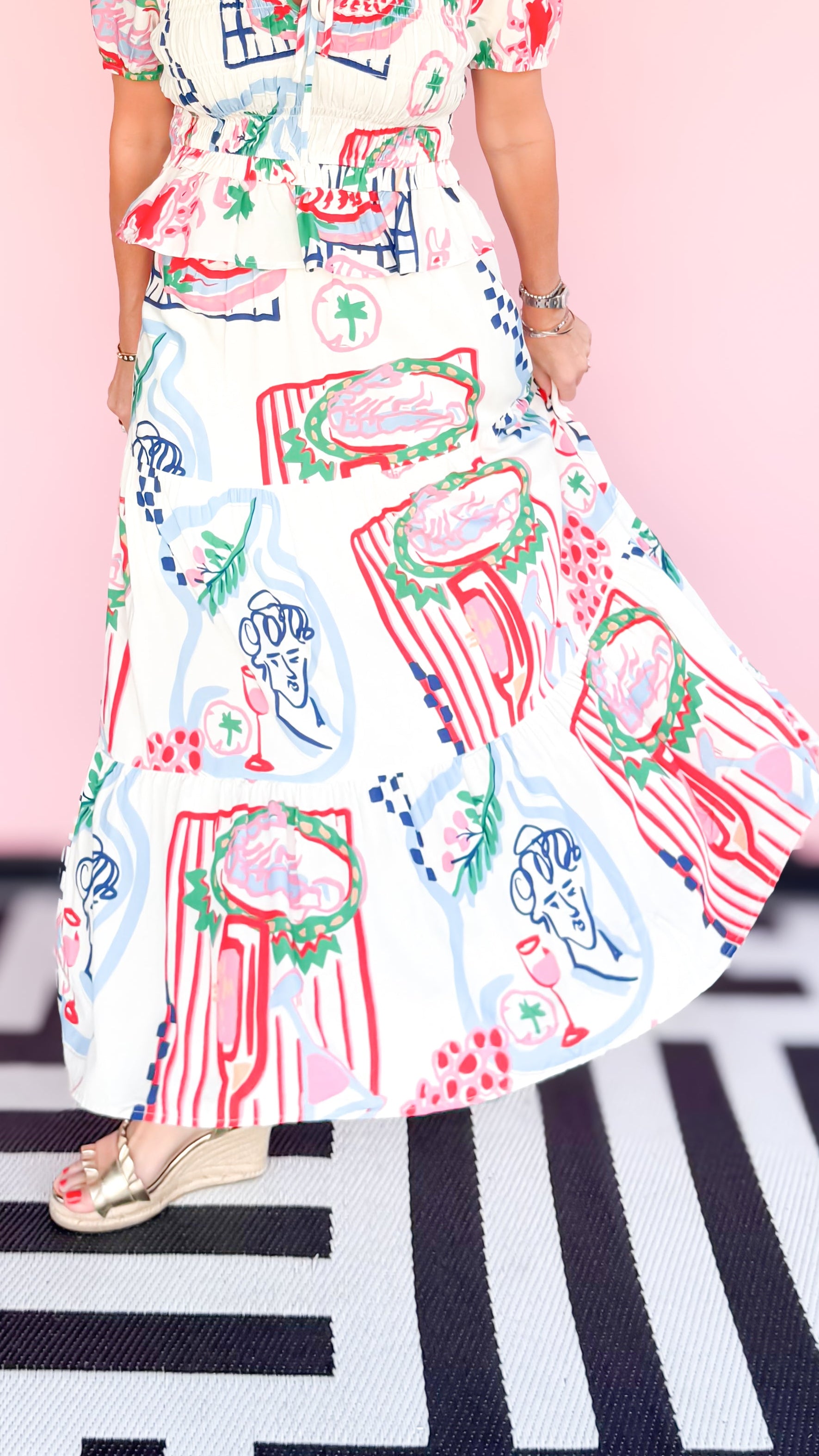 Painted Tiered Maxi Skirt - The BLVD