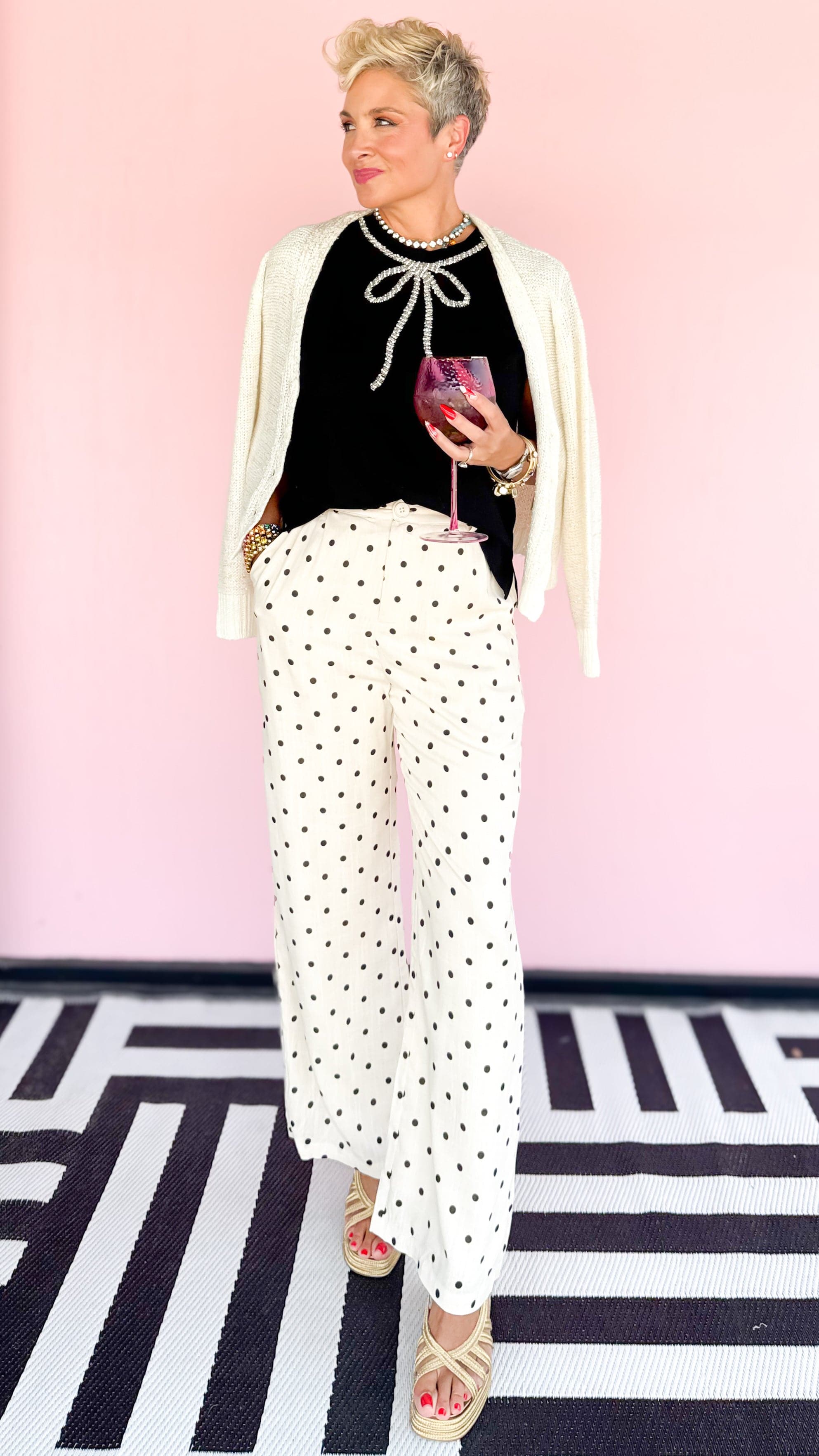 Sparkle V Neck Sweater/ Cream - The BLVD