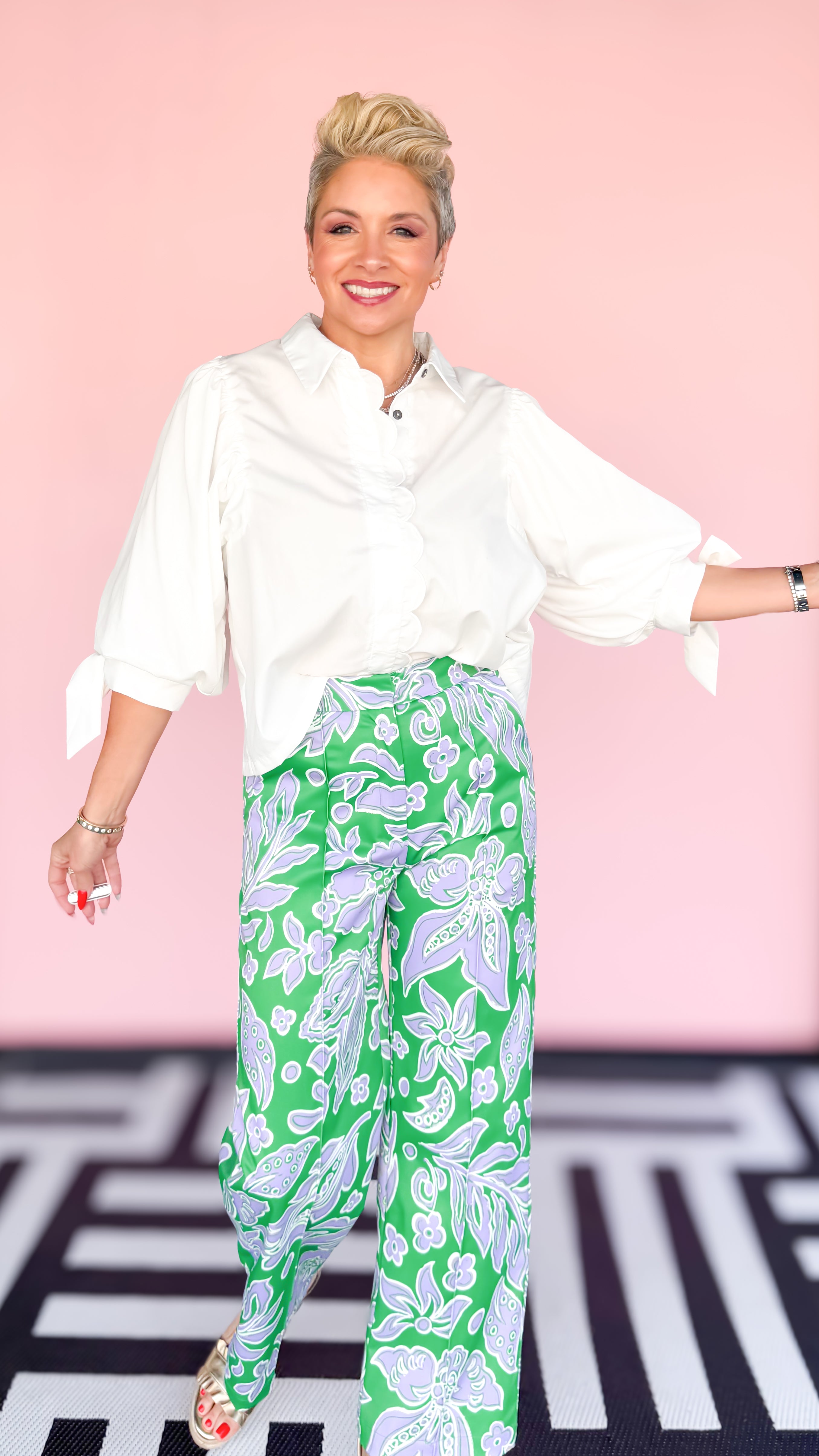 Scalloped Placket Blouse/WHITE - The BLVD