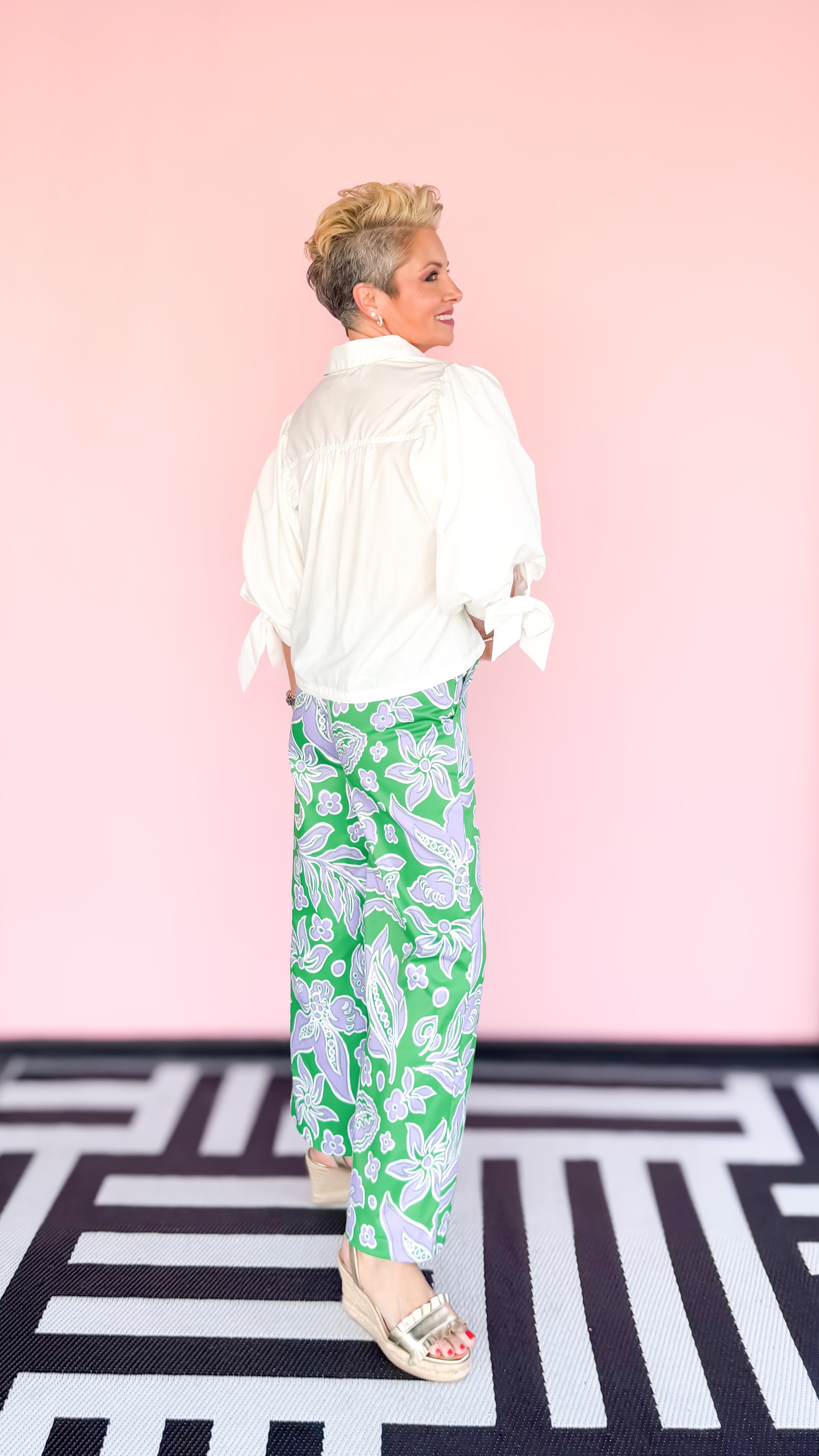 FLORAL Front Stitch Ankle Pant/Green - The BLVD