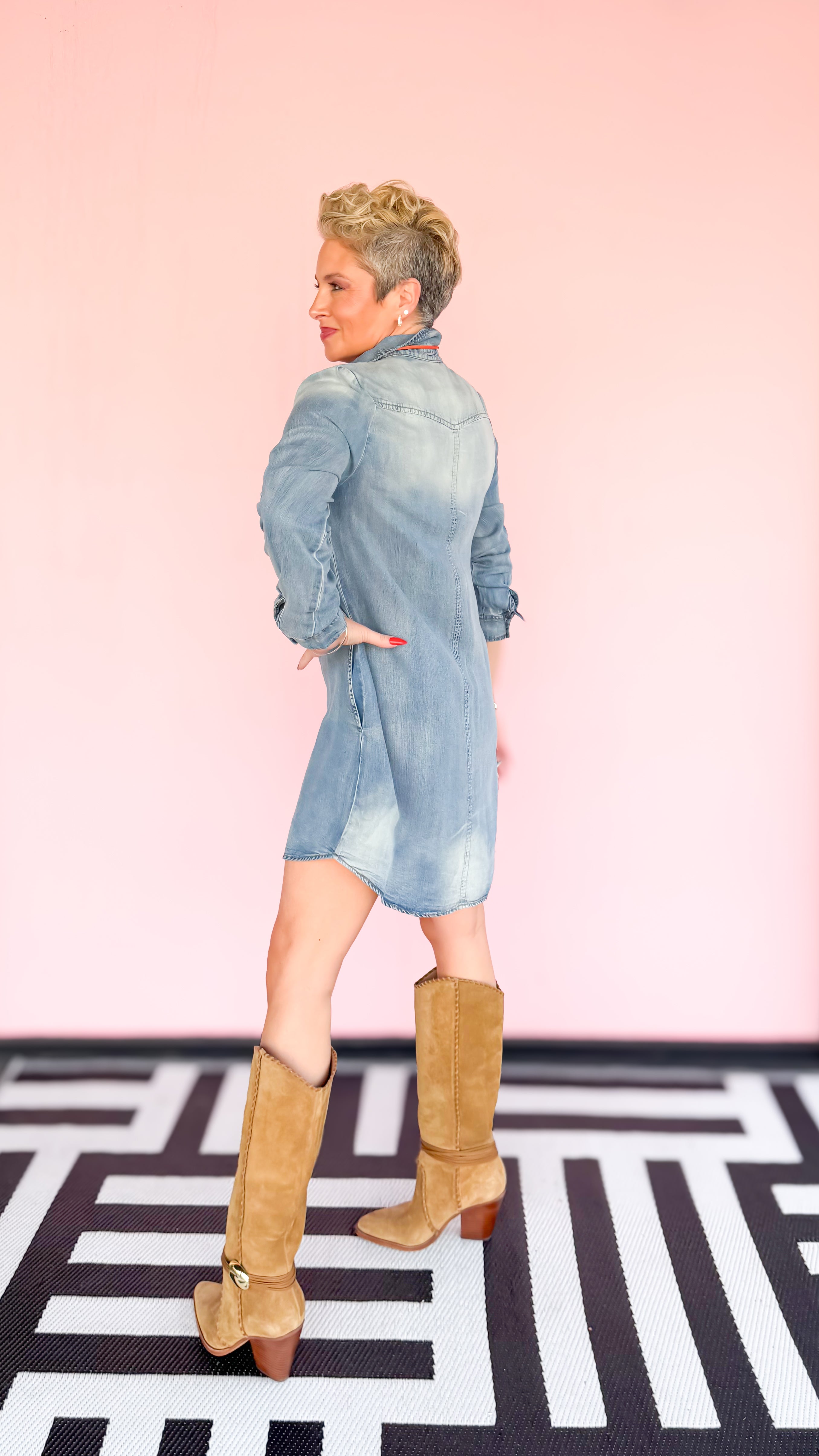 Maddie Long Sleeve Denim Shirt Dress - The BLVD