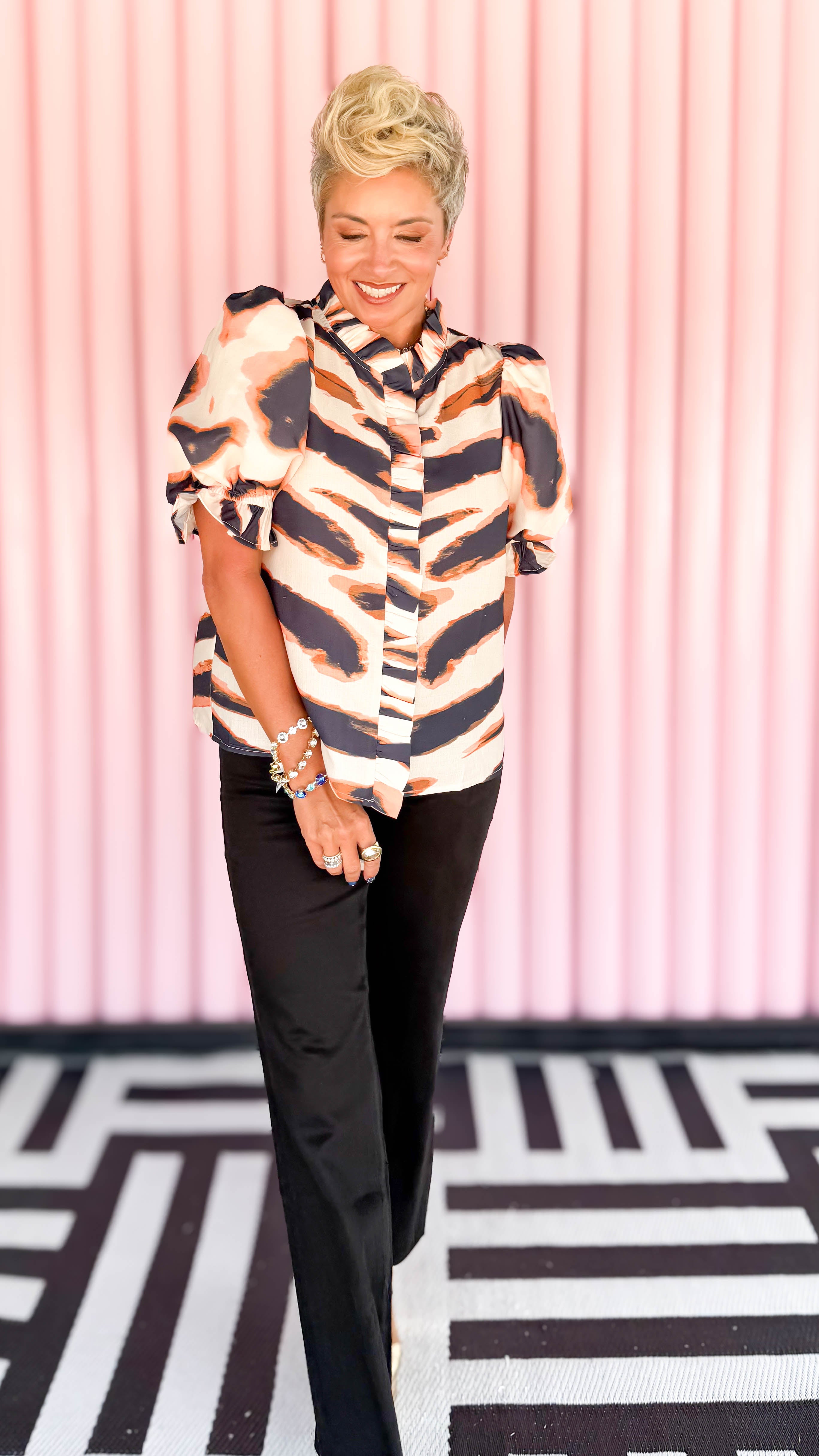 Tiger Flutter Sleeve Top