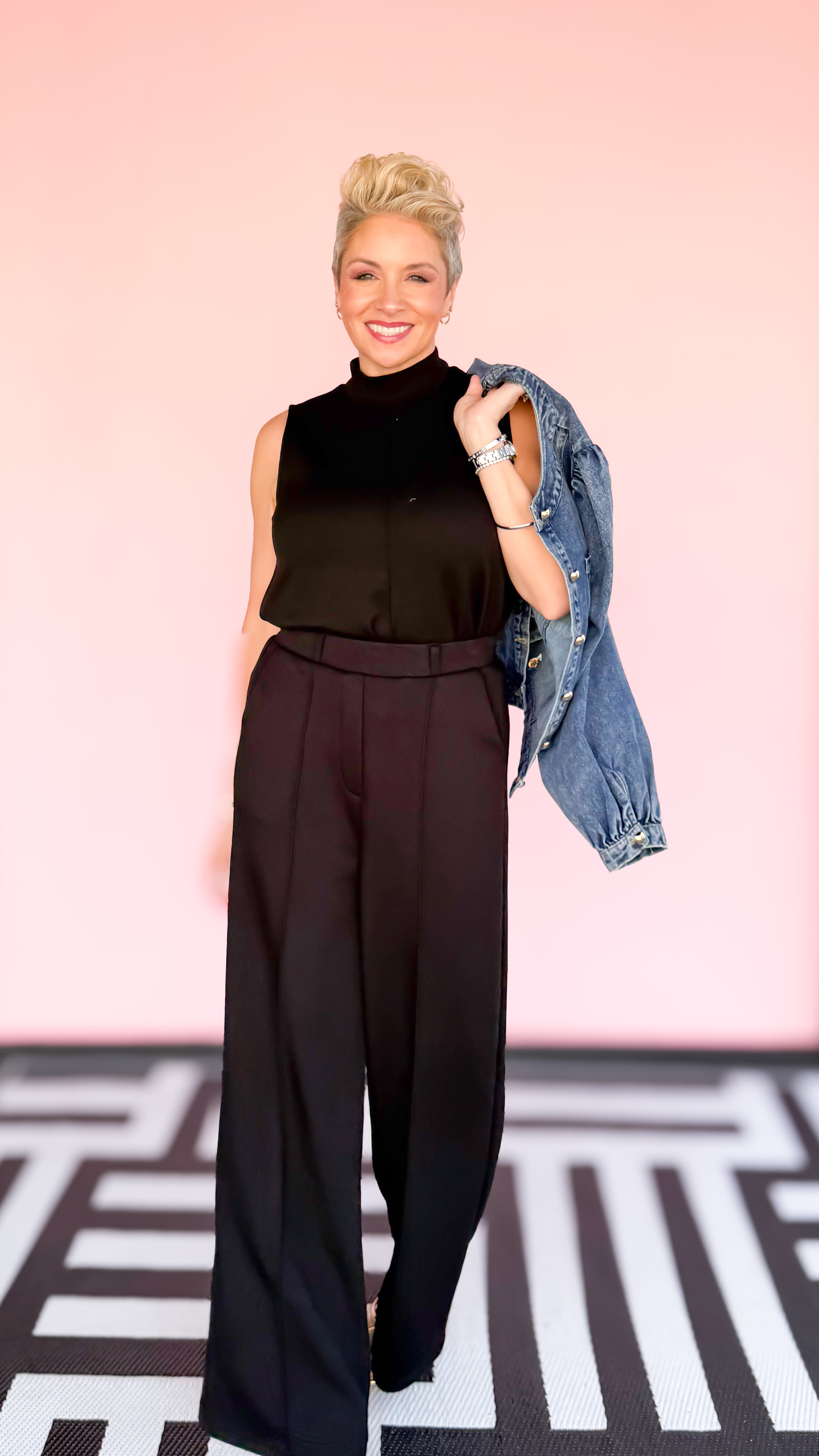 Gina Pin tuck Knit Pants/BLACK - The BLVD