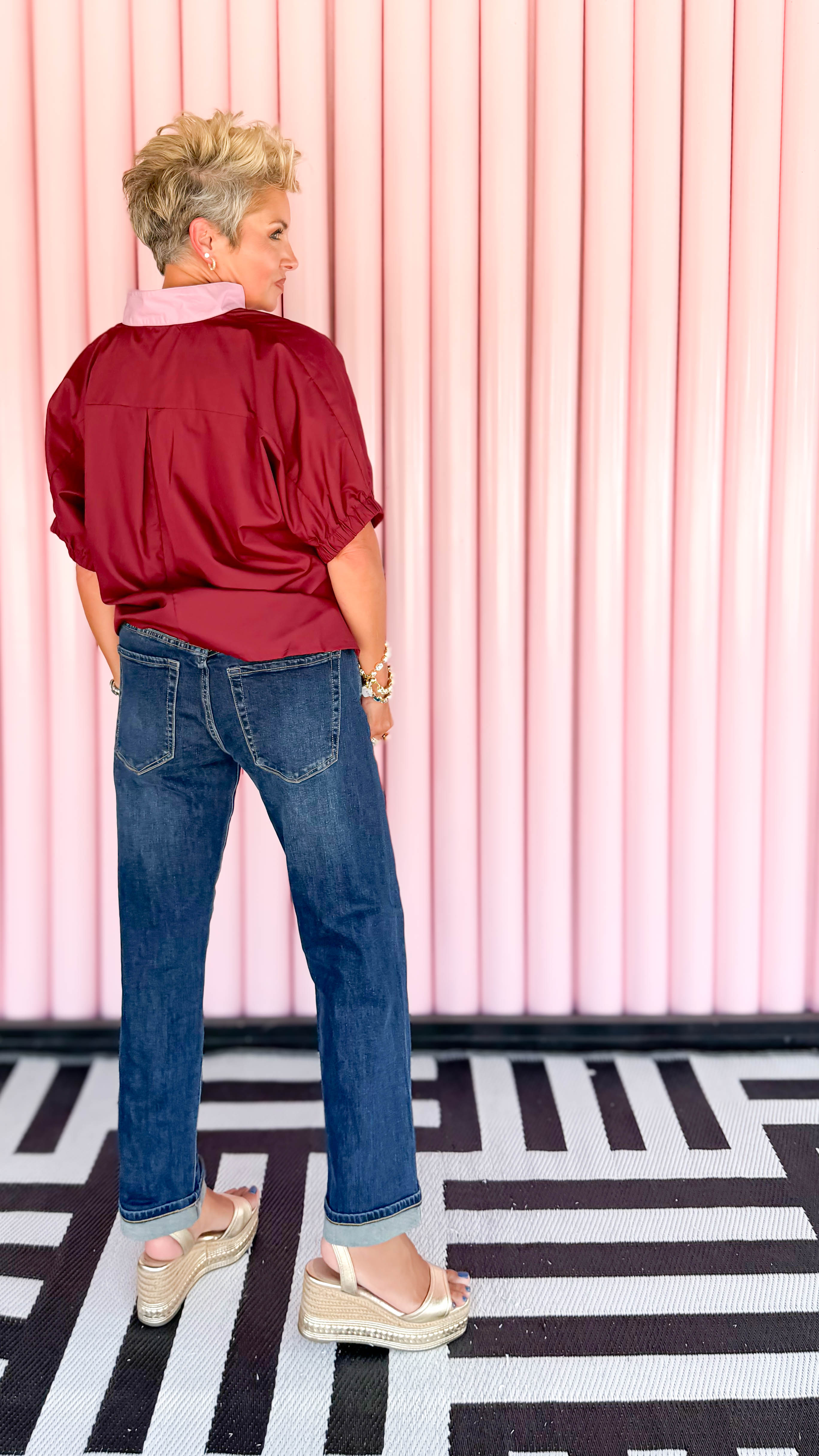 Betty V-Neck Top/Merlot