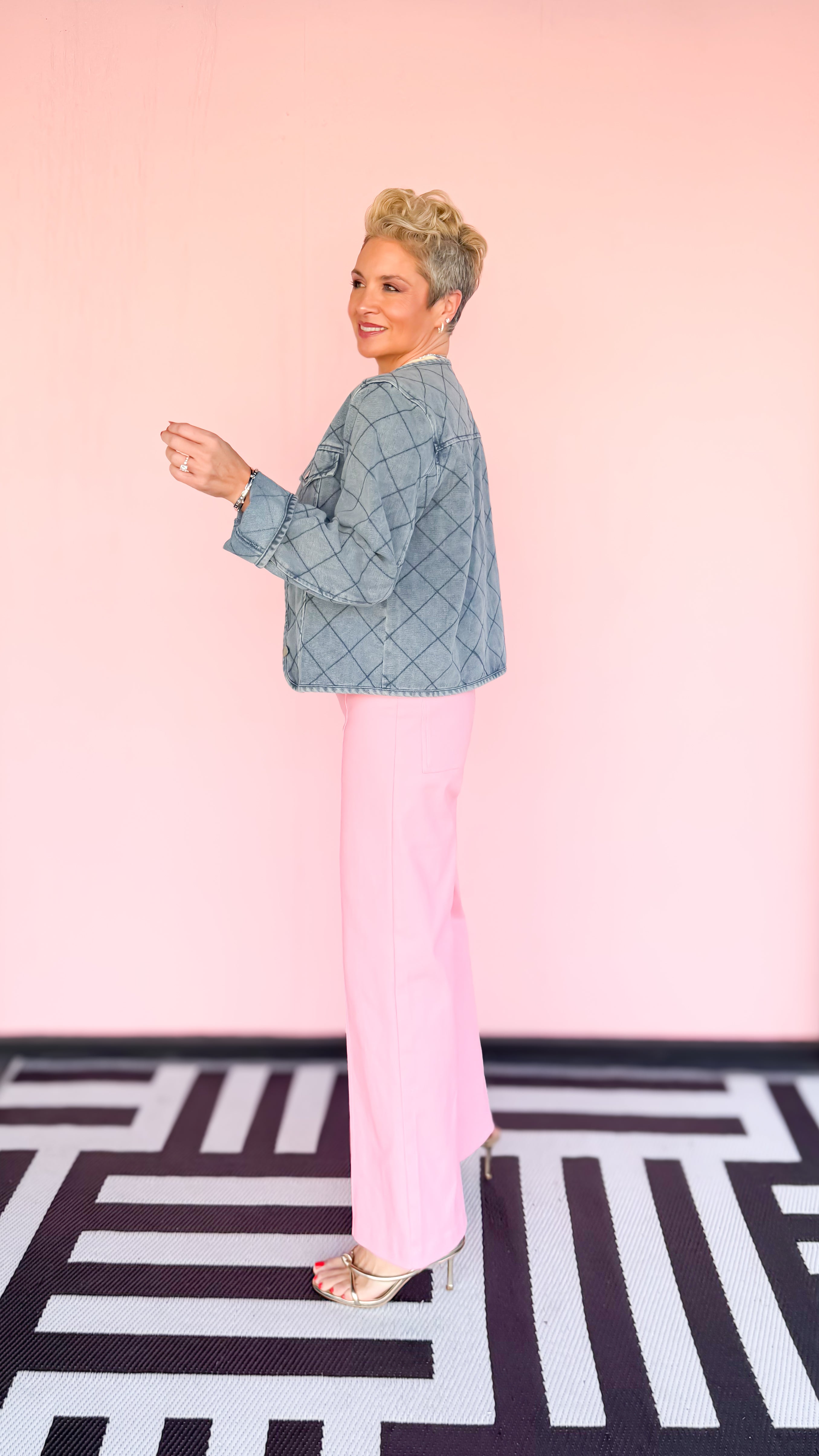 Trouser Jeans with Pintuck Stitch/Bubblegum - The BLVD