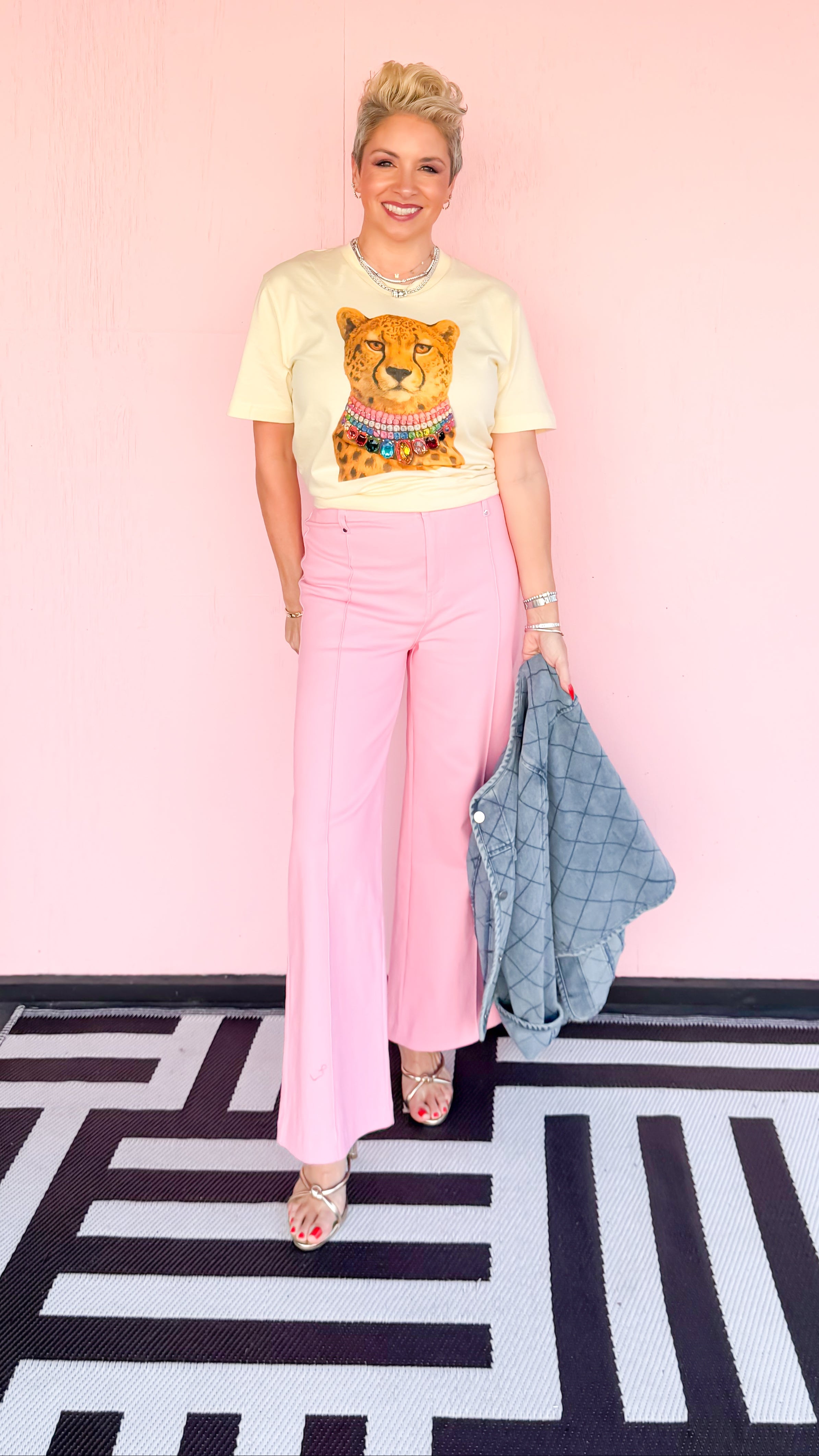 Trouser Jeans with Pintuck Stitch/Bubblegum - The BLVD