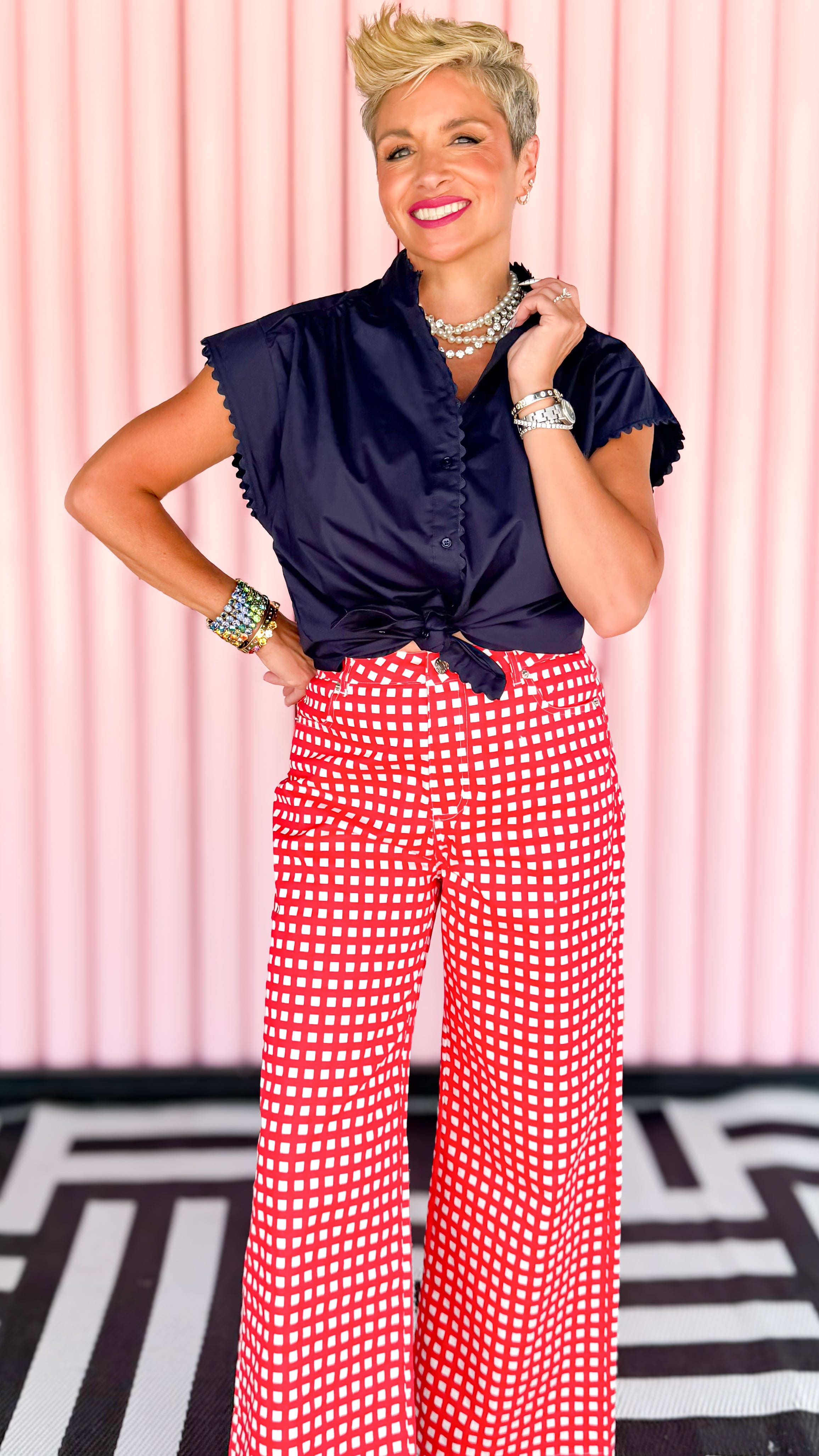 Ric Rac Trimmed Top/Navy
