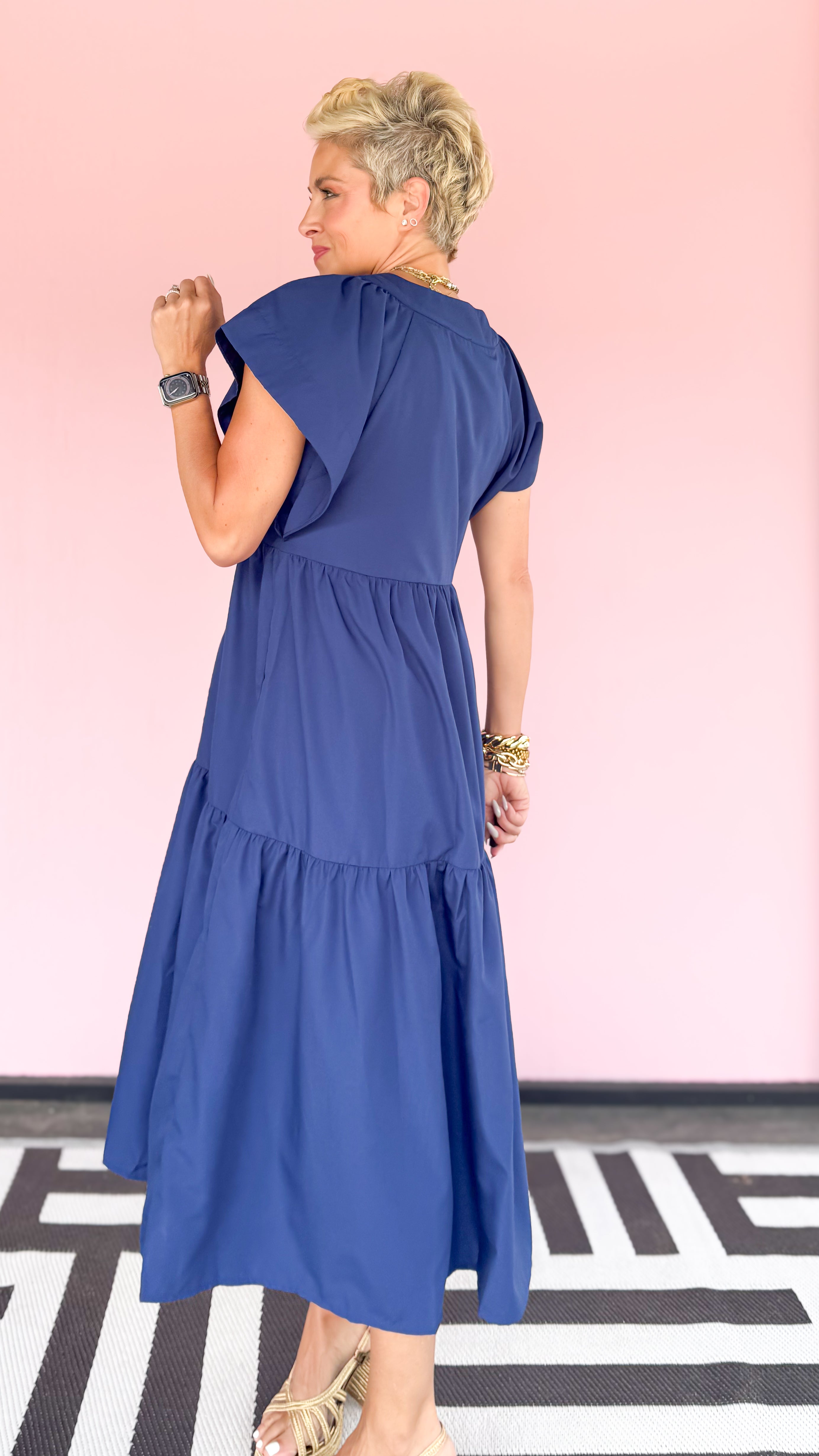 Samantha Flutter Sleeve Midi Dress